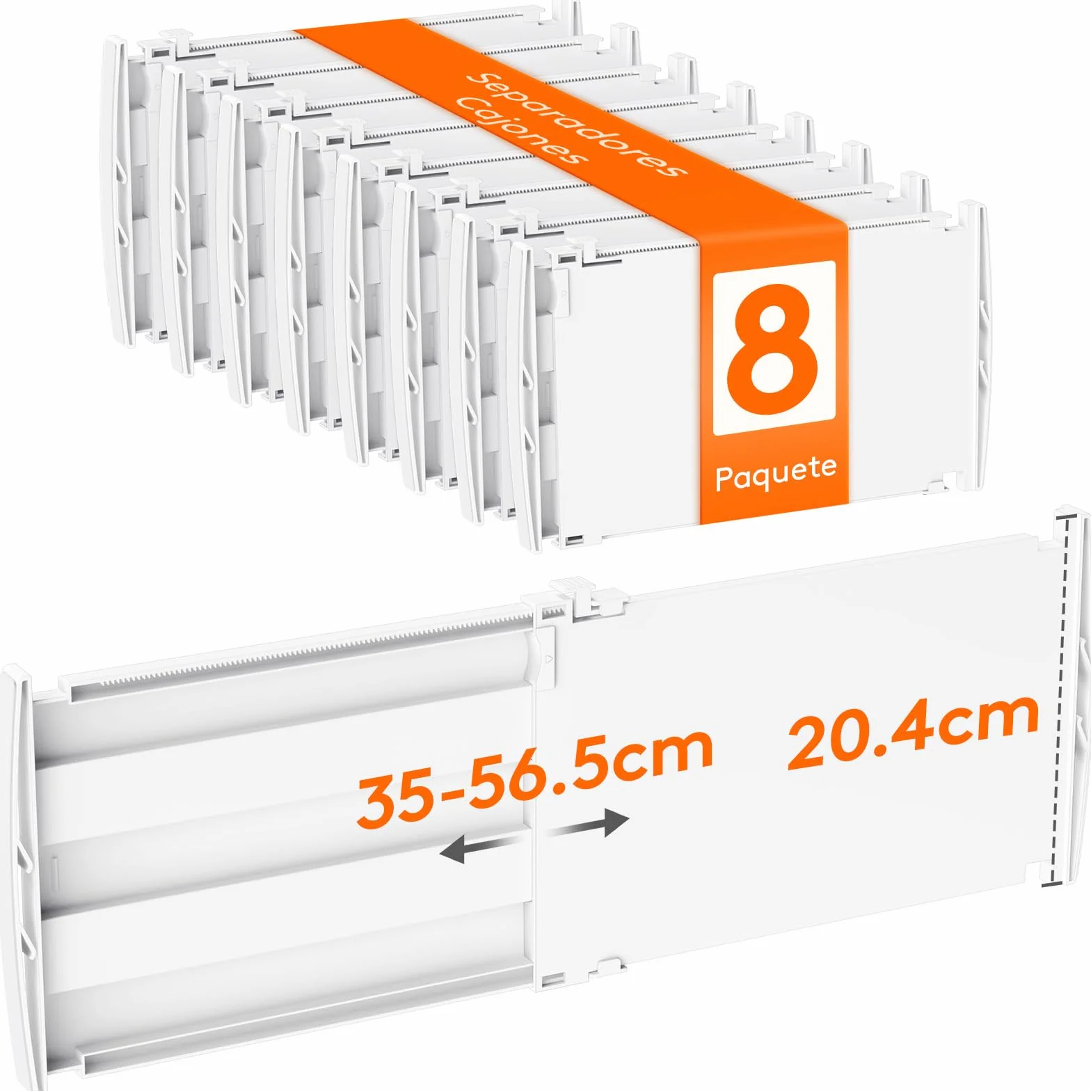 Lifewit Separadores de Cajones para Altura 20.5 cm, Ancho 35-55cm Divisores Ajustables para Armarios de Ropa, Organizador Plastico para Vestidores, Cocina, Baño, Tocadores y Escritorios, Juego de 8
