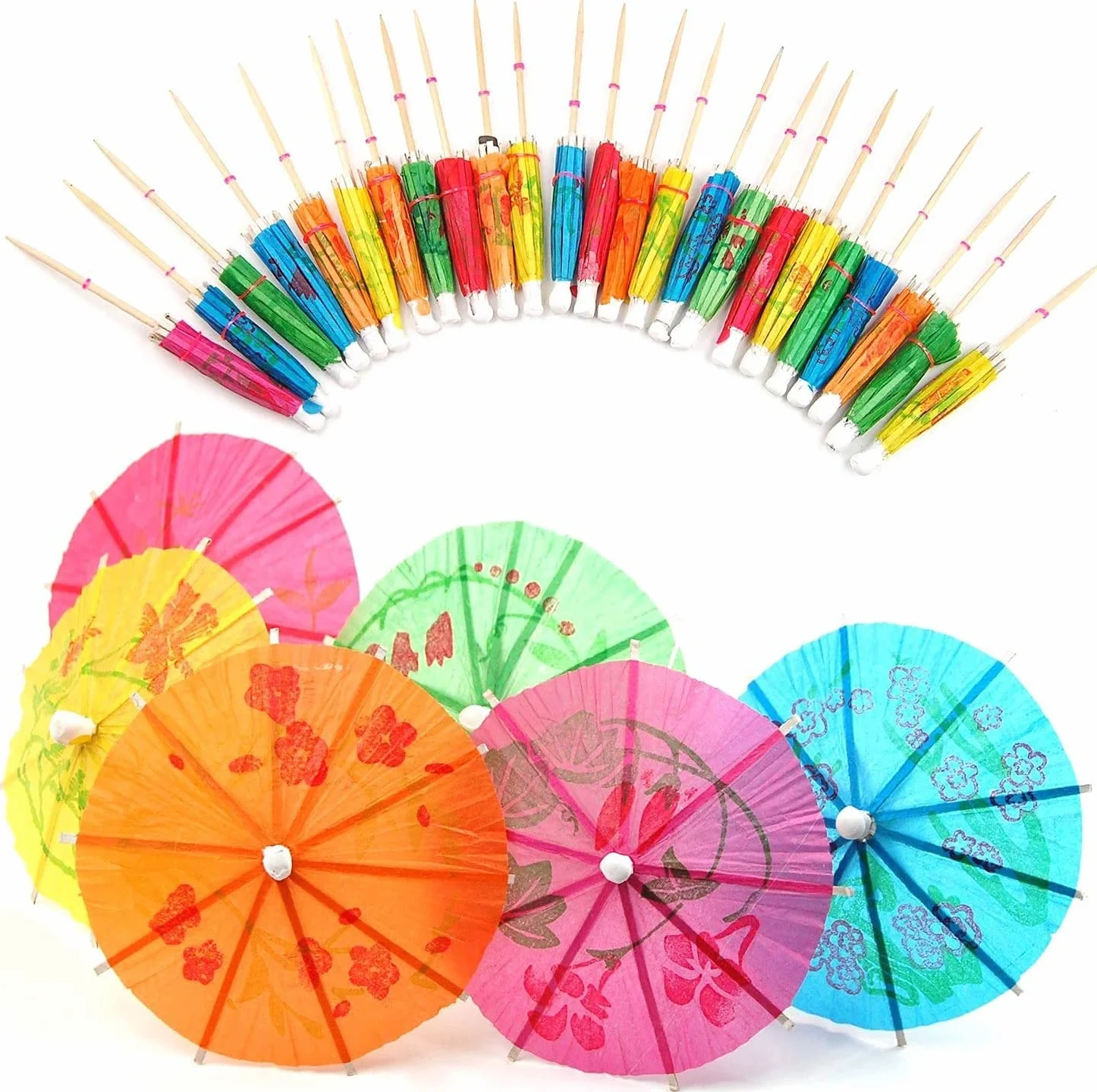 Cocktail Sombrillas,50 Piezas Sombrillas de Cóctel,Sombrillas de Papel para Fiestas en la Playa,Decoración de Cócteles para Accesorios,Colores Mezclados