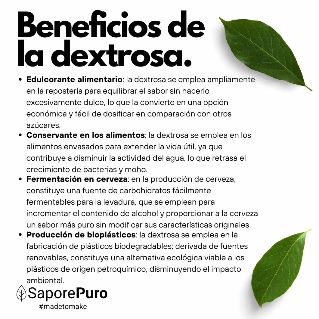 SaporePuro DEXTROSA en polvo 1 kg para helados y sorbetes