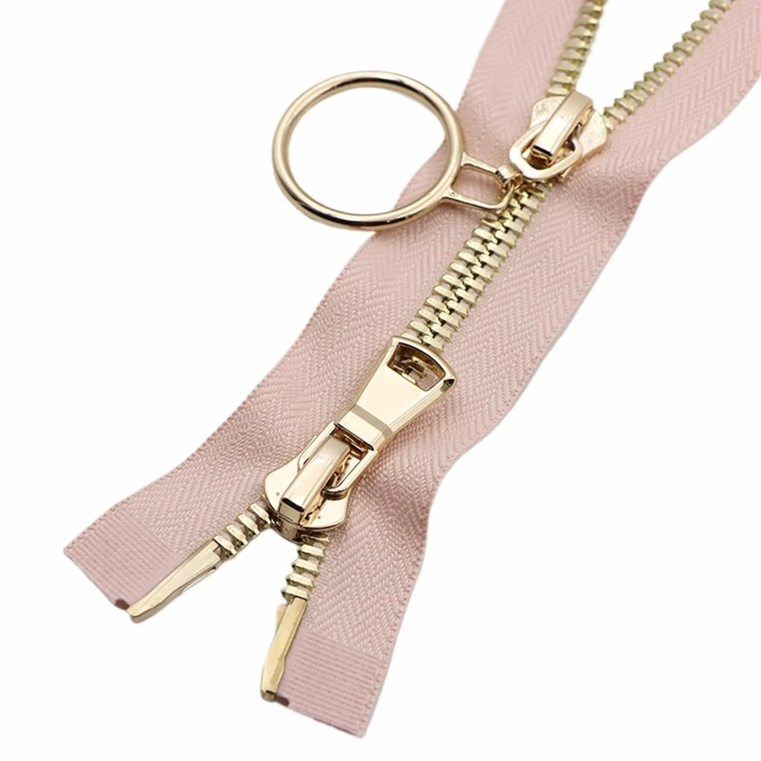 1 cremallera de doble cursor metálica 80/100/120 cm, número 8, con extremo abierto, for reparación abrigos y chaquetas plumas para chaquetas y abrigos(PinkGold,80cm)