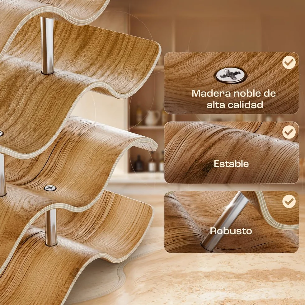 Dreiklang - be smart Botellero de Madera para 14 Botellas | Estable y autoportante, diseño Moderno y Decorativo | Compacto y Ahorra Espacio, pequeño y Estrecho, 4 Niveles (43 × 37 × 15,7 cm)