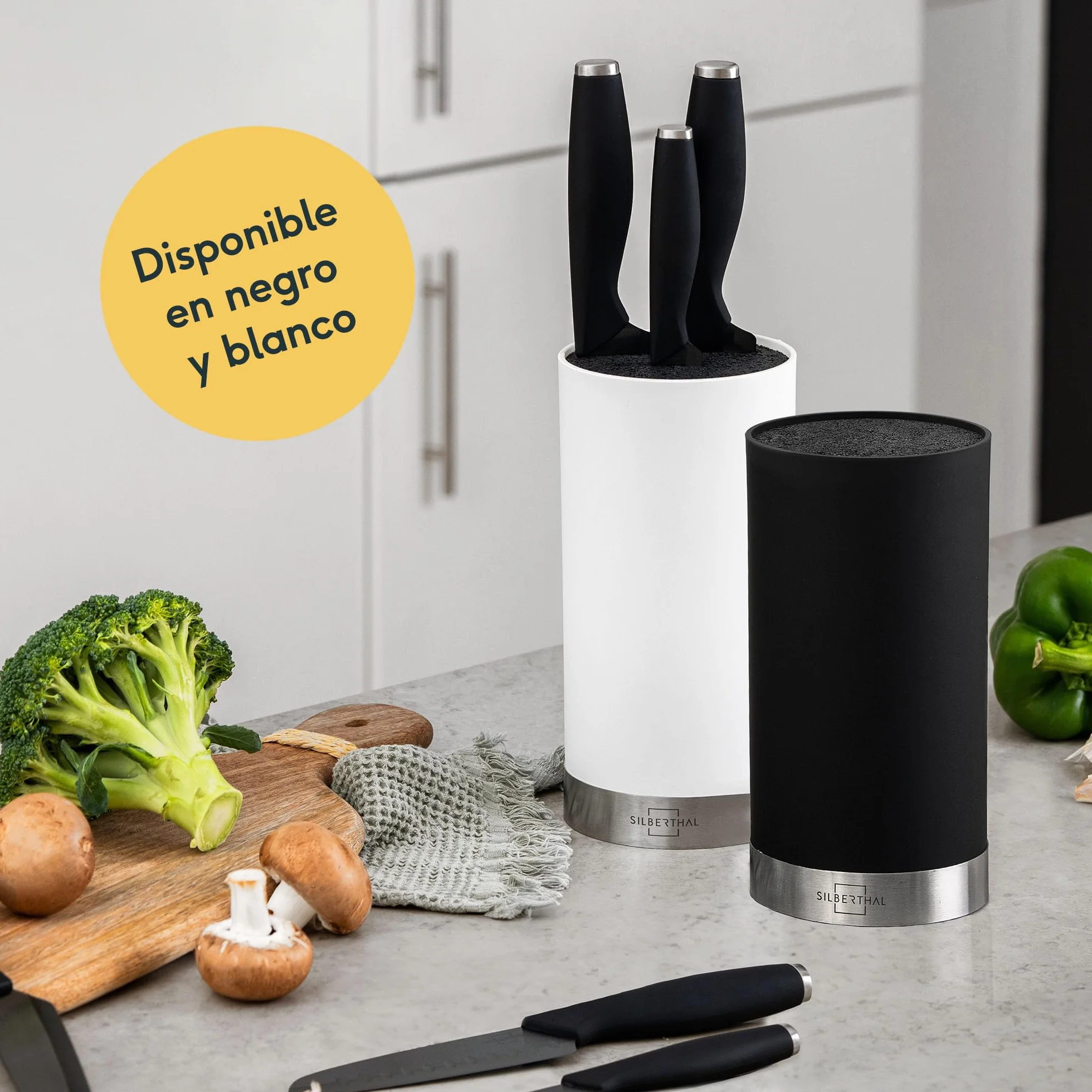 SILBERTHAL Tacoma Cuchillero de cocina flexible gran capacidad Porta cuchillos negro