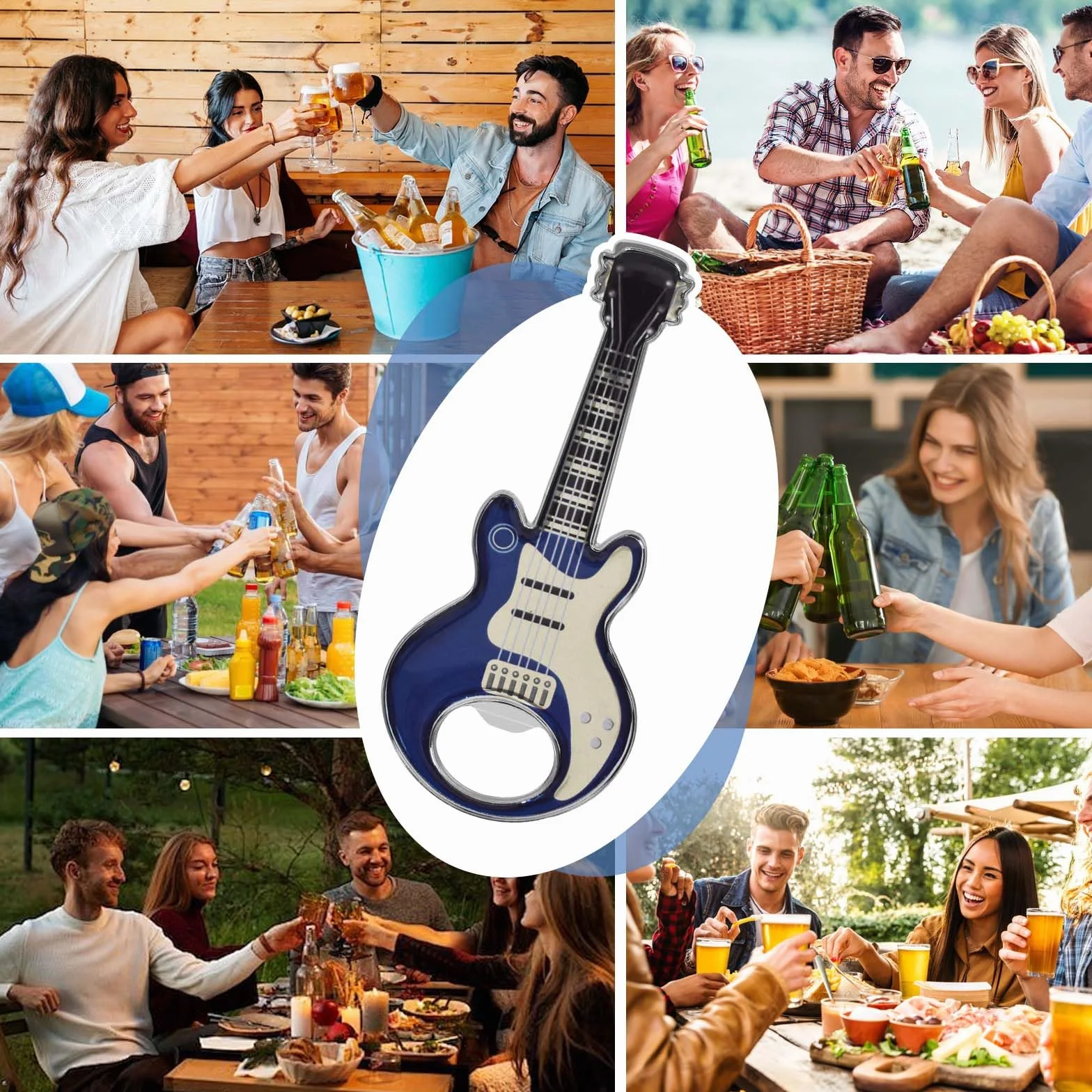 Abrebotellas Con Forma De Guitarra,2 Pieza Botellas de Acero Inoxidable, Abridor de Botellas de Guitarra con Imán, Abridor De Botellas Creativo, Regalos de Música para Hombres
