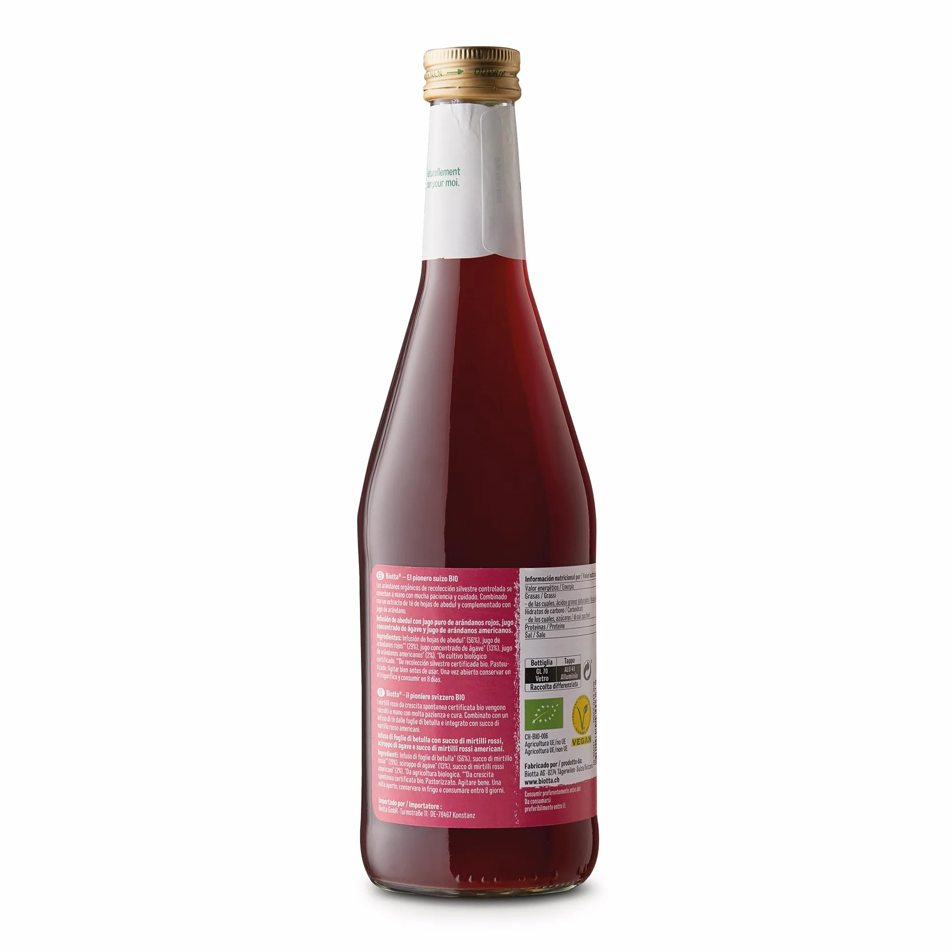 Biotta Jugo de Arándano Rojo 100% BIO Prensado Directo 500 ml