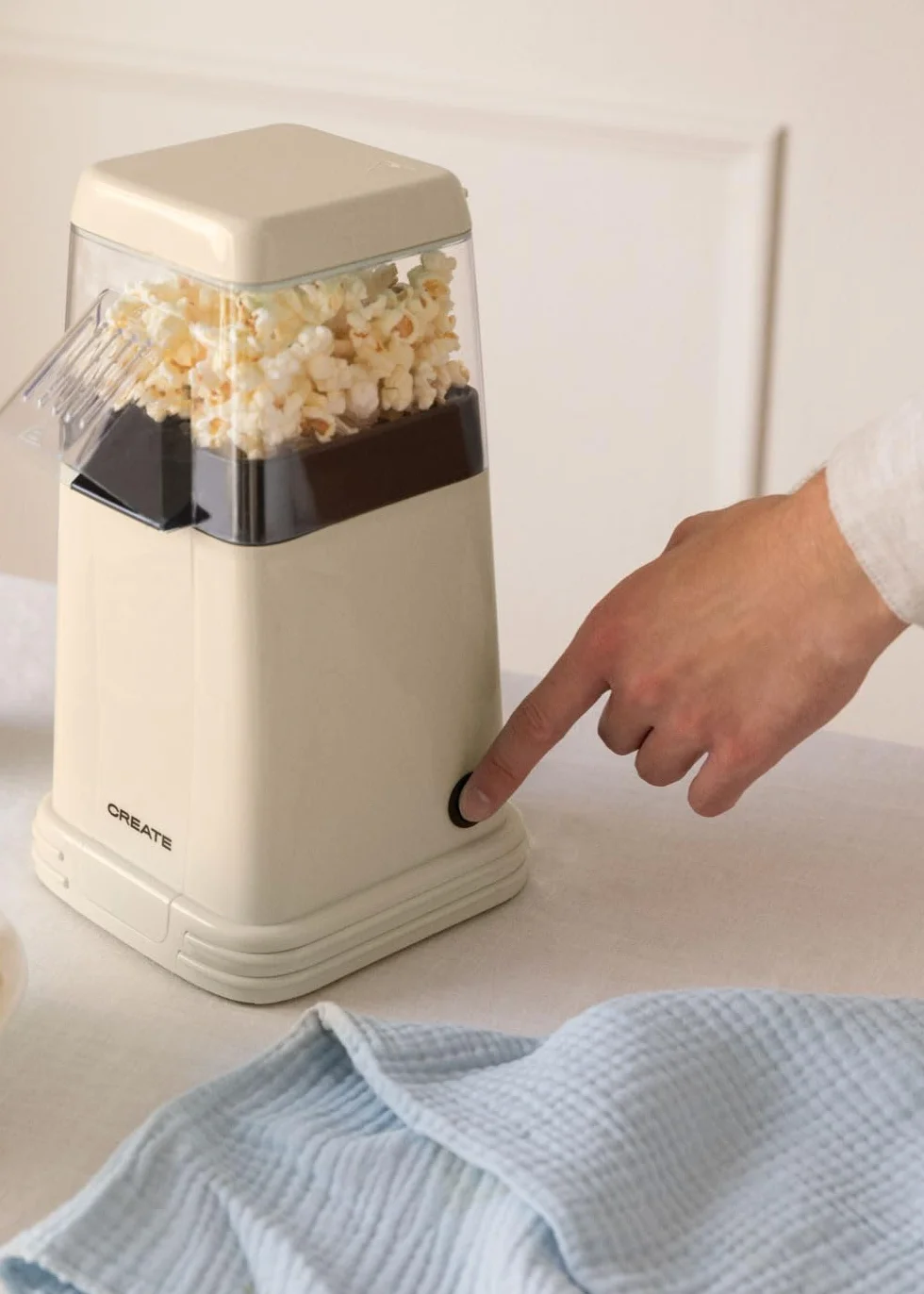 Máquina Eléctrica de Palomitas de Maíz 1200W blanco roto mate