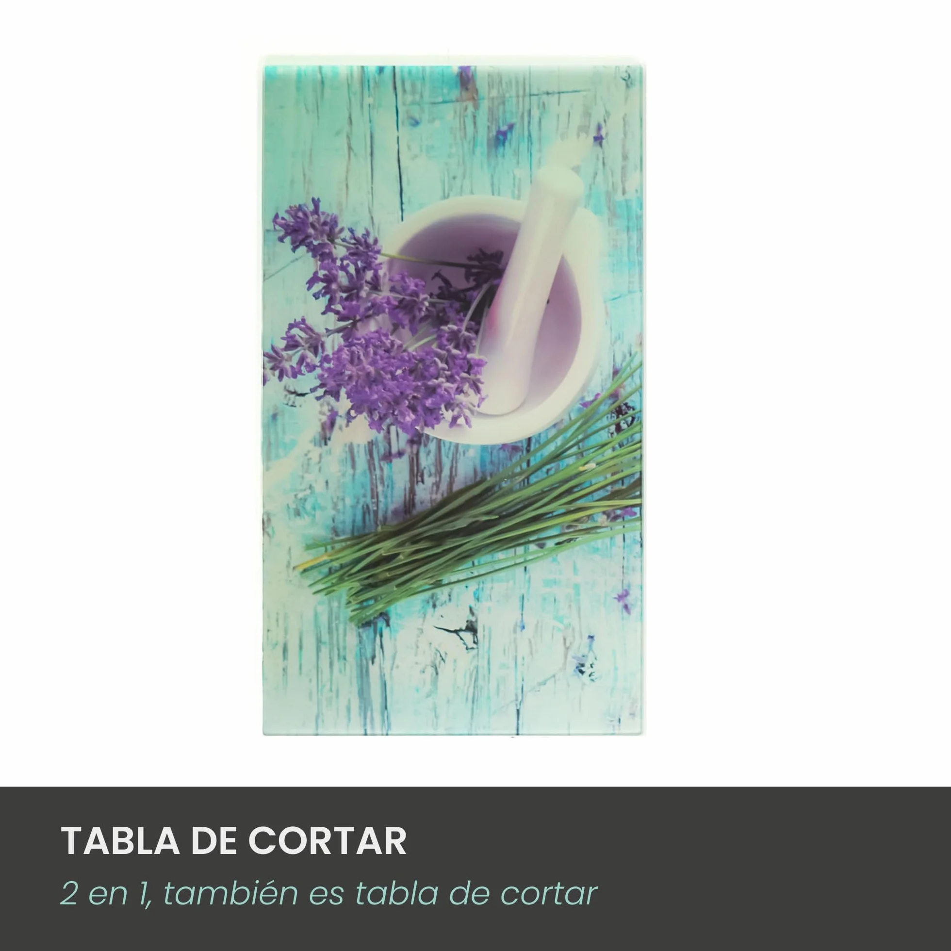 Jocca - Salvaencimeras Cristal Templado, Protector Vitrocerámica Cocina, Tabla de Cortar Vidrio, Cubre Encimera, Resistente al Calor y Arañazos, Diseño Lavanda, 2 unidades 30x52 cm