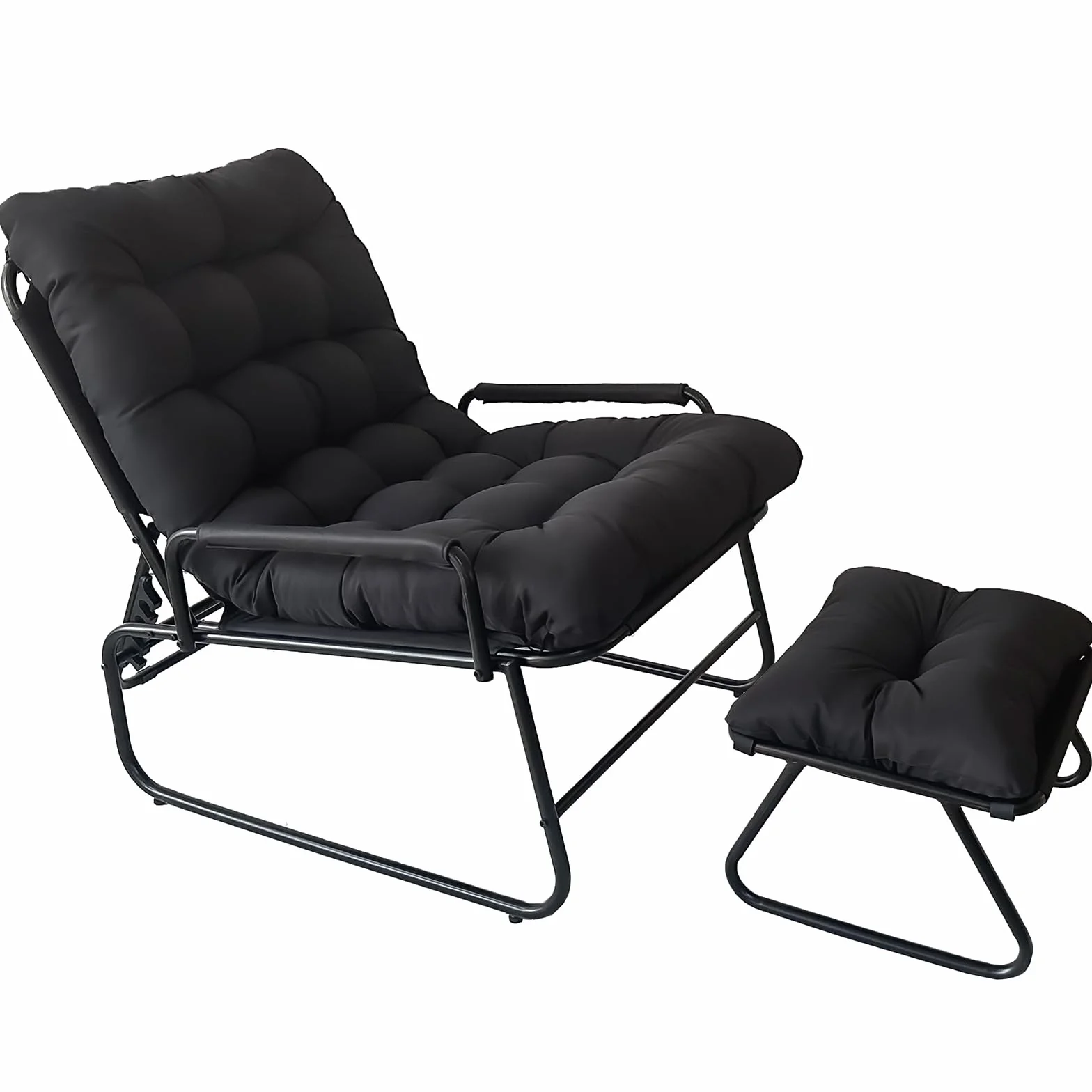 Sillón Reclinable con Reposapiés, Respaldo Ajustable en 4 Niveles, Sillon Relax, Poltrona Sala, Sillon de Lectura, Adecuado para Sala de Estar, Dormitorio, Balcó (Negro)