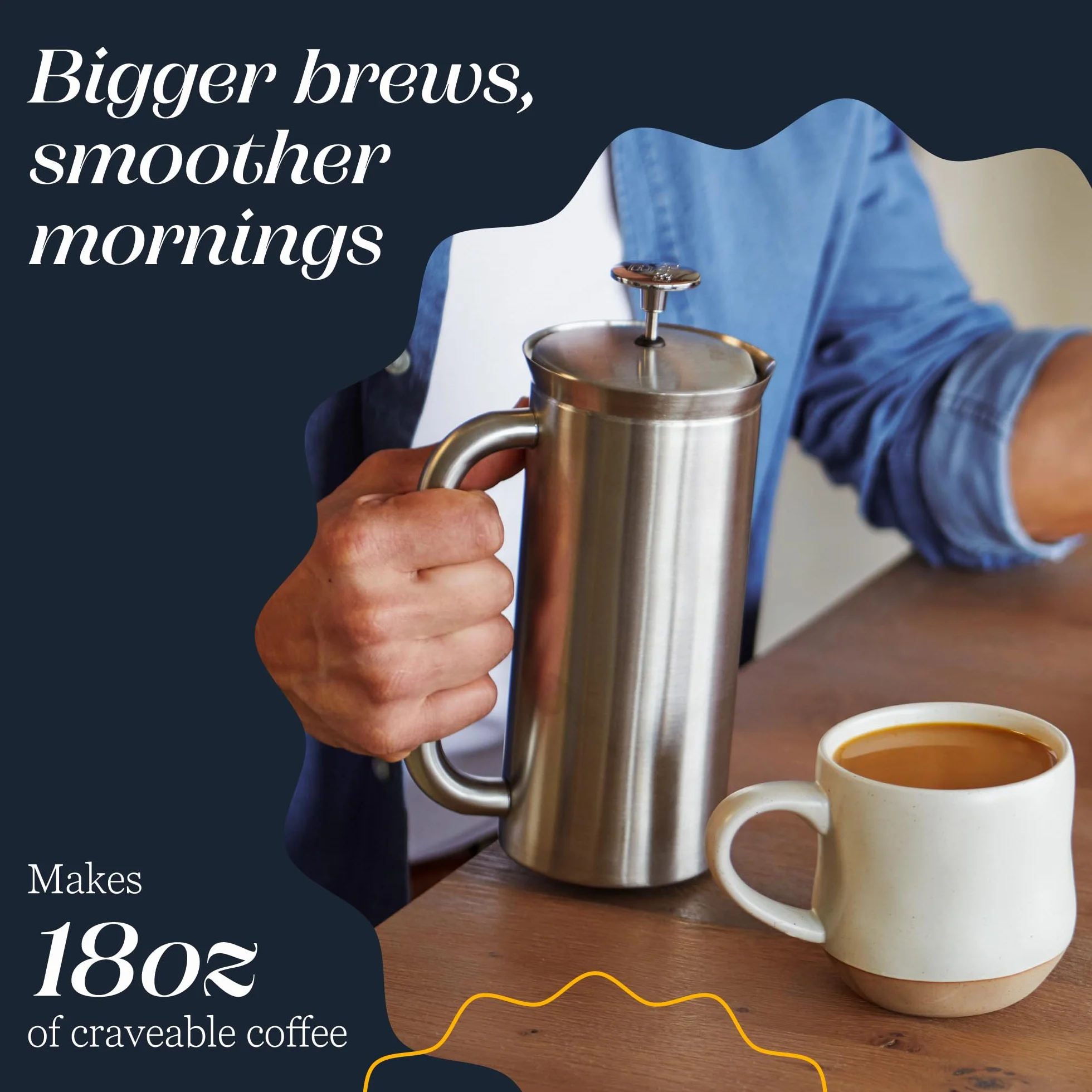 Espro® French Press P7, Acero Inoxidable Cepillado, Cafetera, 530 ml