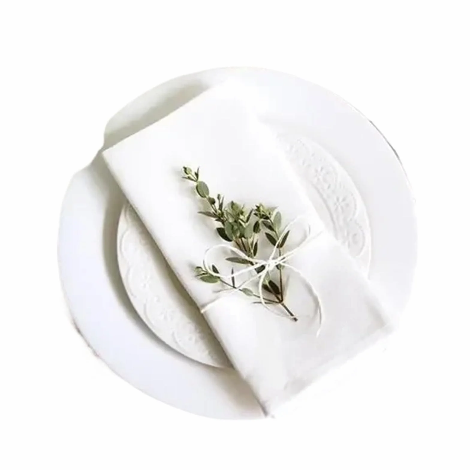 12 Servilletas De Lino, Servilletas De Tela De Lino, Servilletas De Mesa For Cenas De Bodas, 4 Tamaños Disponibles para Eventos(White 40x40cm)