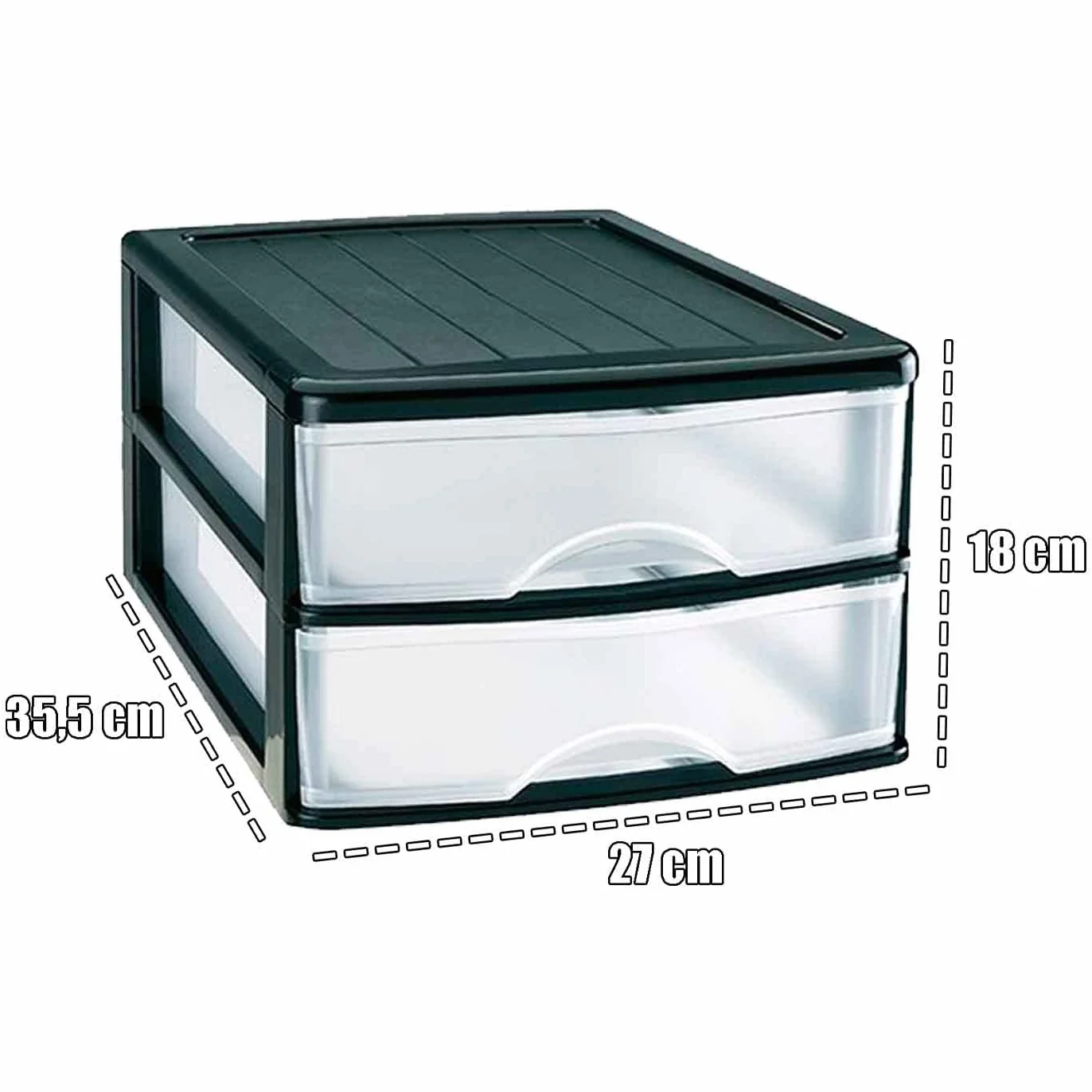 AC Cajonera de Almacenamiento Sobremesa 2 Cajones 17,5 x 26 x 35 cm Negro