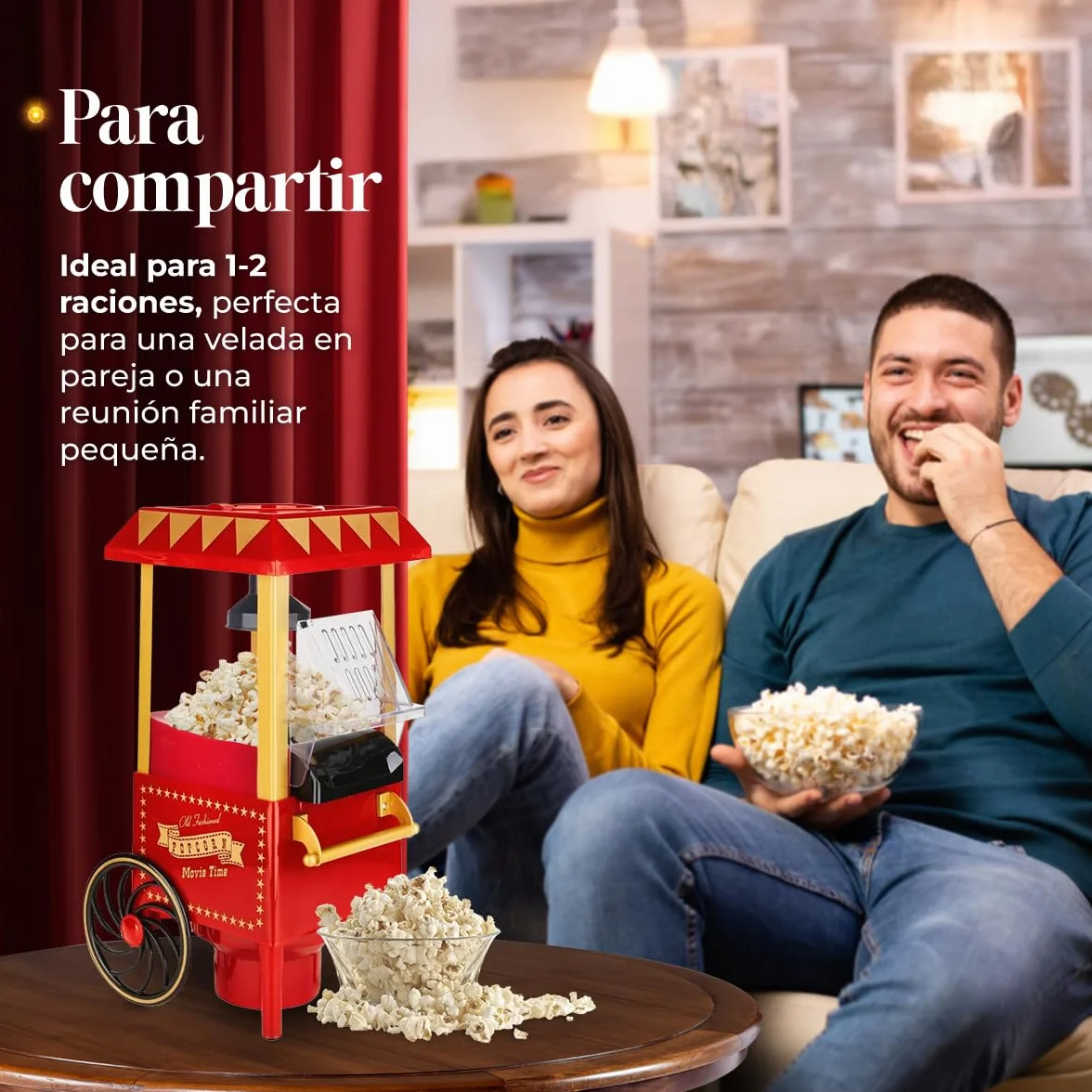 NK Palomitero Retro Máquina de Palomitas de Maíz Eléctrica 1200W Aire Caliente