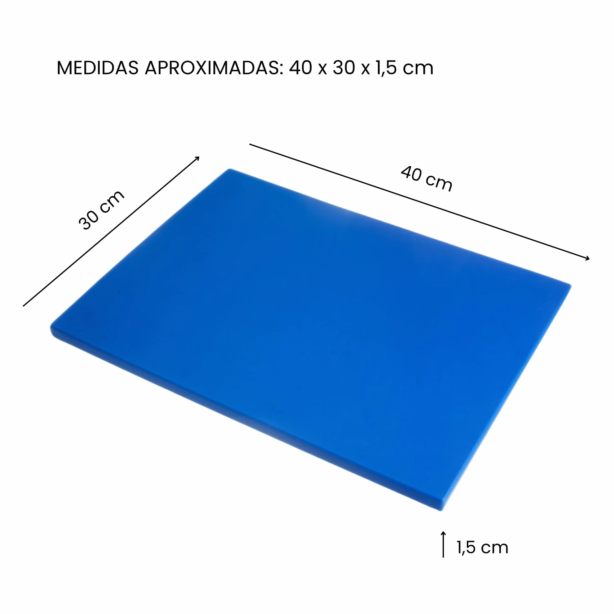CHEFZOCO Tabla de corte profesional 40 x 30 x 1.5 cm Antibacteriana Polietileno Azul