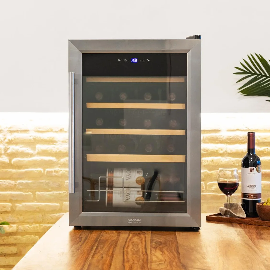 Cecotec Vinoteca - Nevera para Vinos - 24 Botellas Bolero GrandSommelier 2050 Inox Compressor. Temperatura ajustable de 5-18ºC, Alto rendimiento, Funcionamiento silencioso y sin Vibraciones