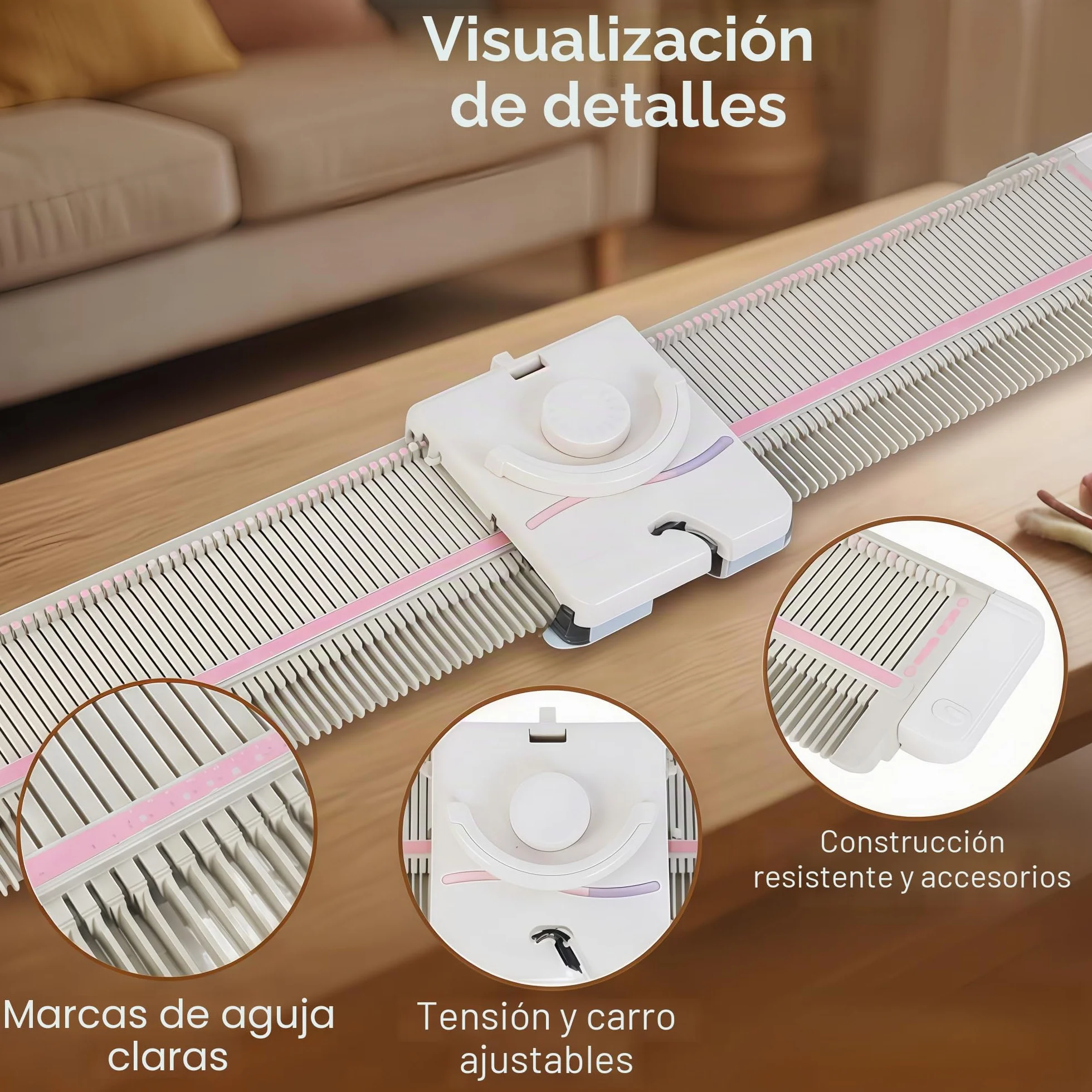 Máquina de tejer LK150 de calibre medio de 6,5 mm, portátil y eficiente, con accesorios para tejer fácilmente en casa, ideal para los amantes de la confección de suéteres y