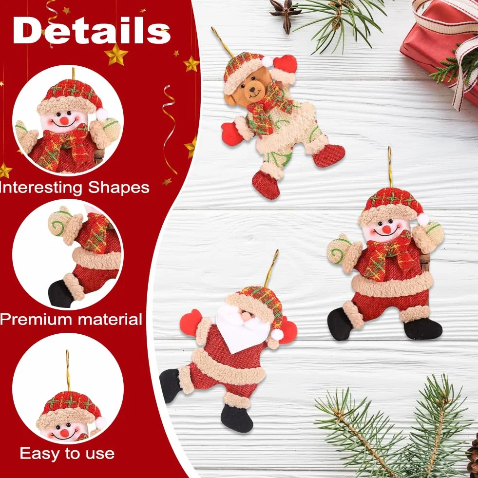 Adornos Navidad Árbol 8 Piezas Divertidos Muñecos Noel Muñeco de Nieve Oso Colgante Decoración