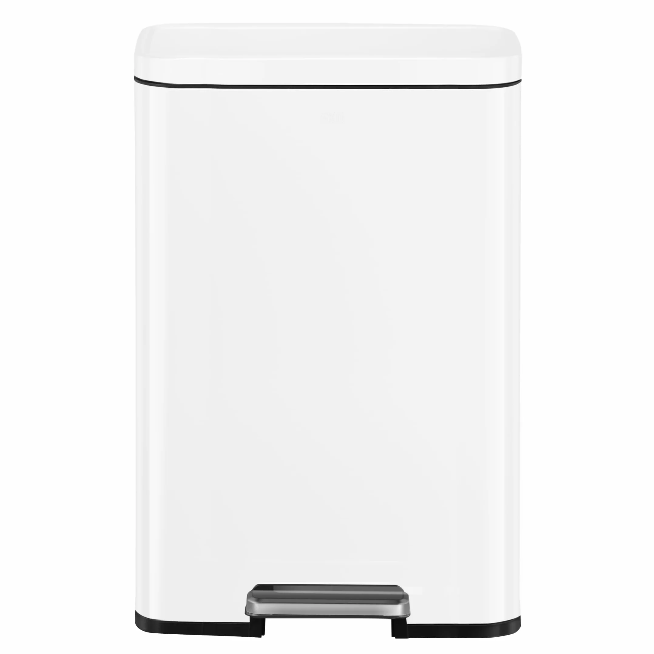 EKO Madison Cubo de Basura de Cocina de 50 l, con Pedal y Tapa con Cierre Suave, Acero Inoxidable Blanco Mate antihuellas, Cubo de Basura Moderno y Resistente, Grande