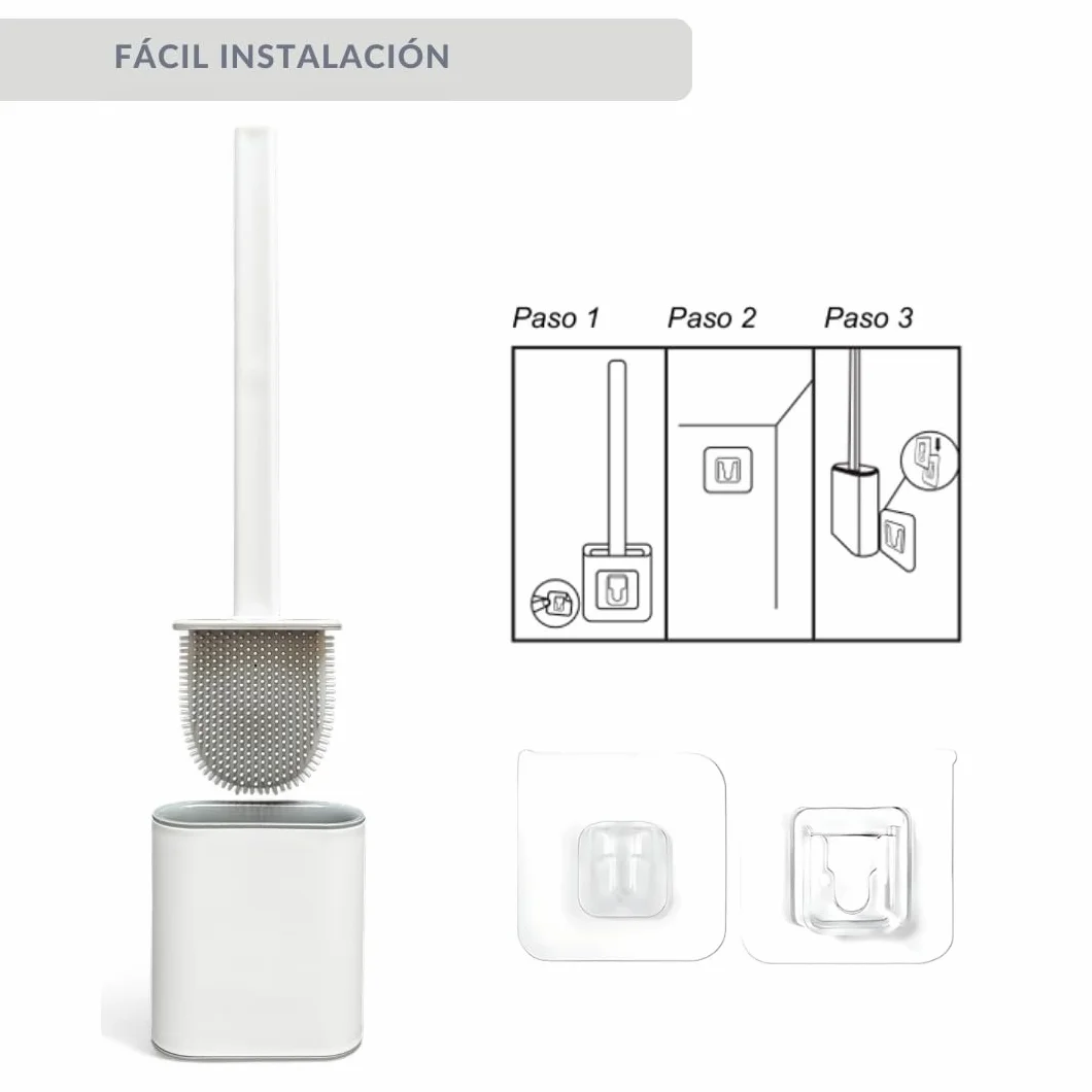 Escobilla de Baño WC Silicona con Soporte Antigoteo Cepillo Inodoro Flexible y Antibacteriano Escobilla Silicona WC Moderna y Resistente Limpieza Profunda Baño Ecoaliti