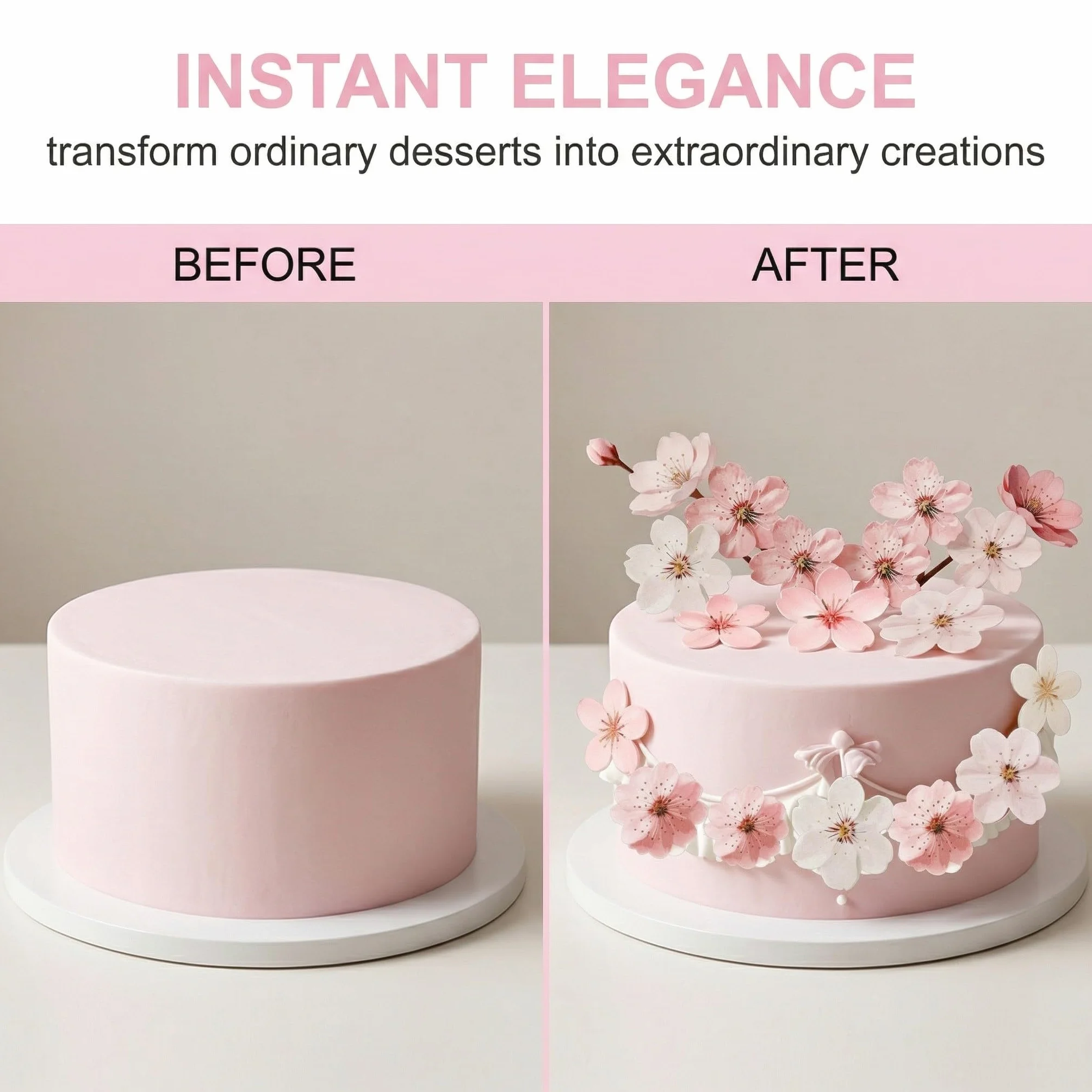 50 Papel Flores de Cerezo para Pasteles Cupcakes Tartas Bodas