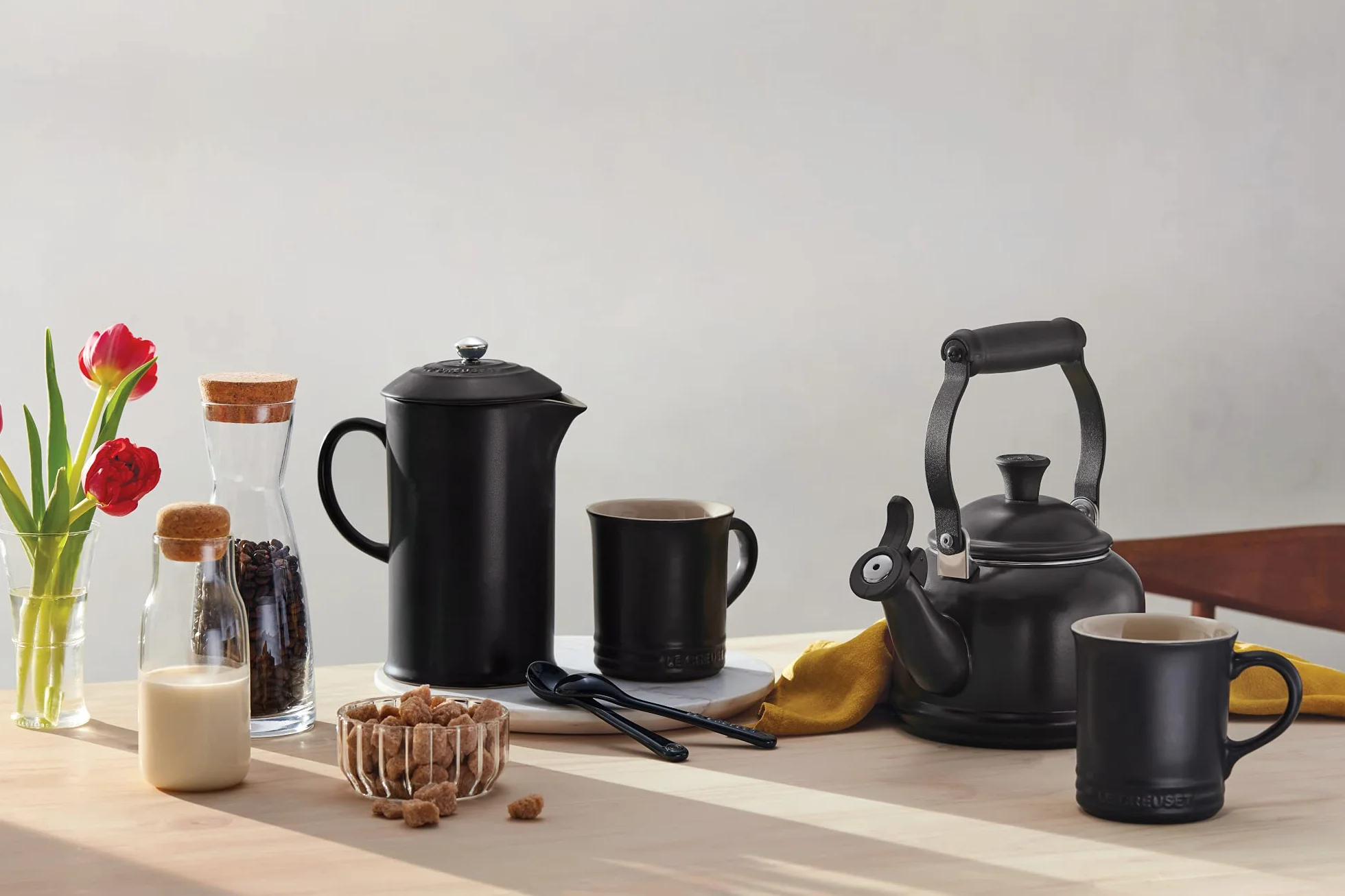 LE CREUSET Cafetera de prensa de cerámica de gres, 1 L, Negro, 91028200000000