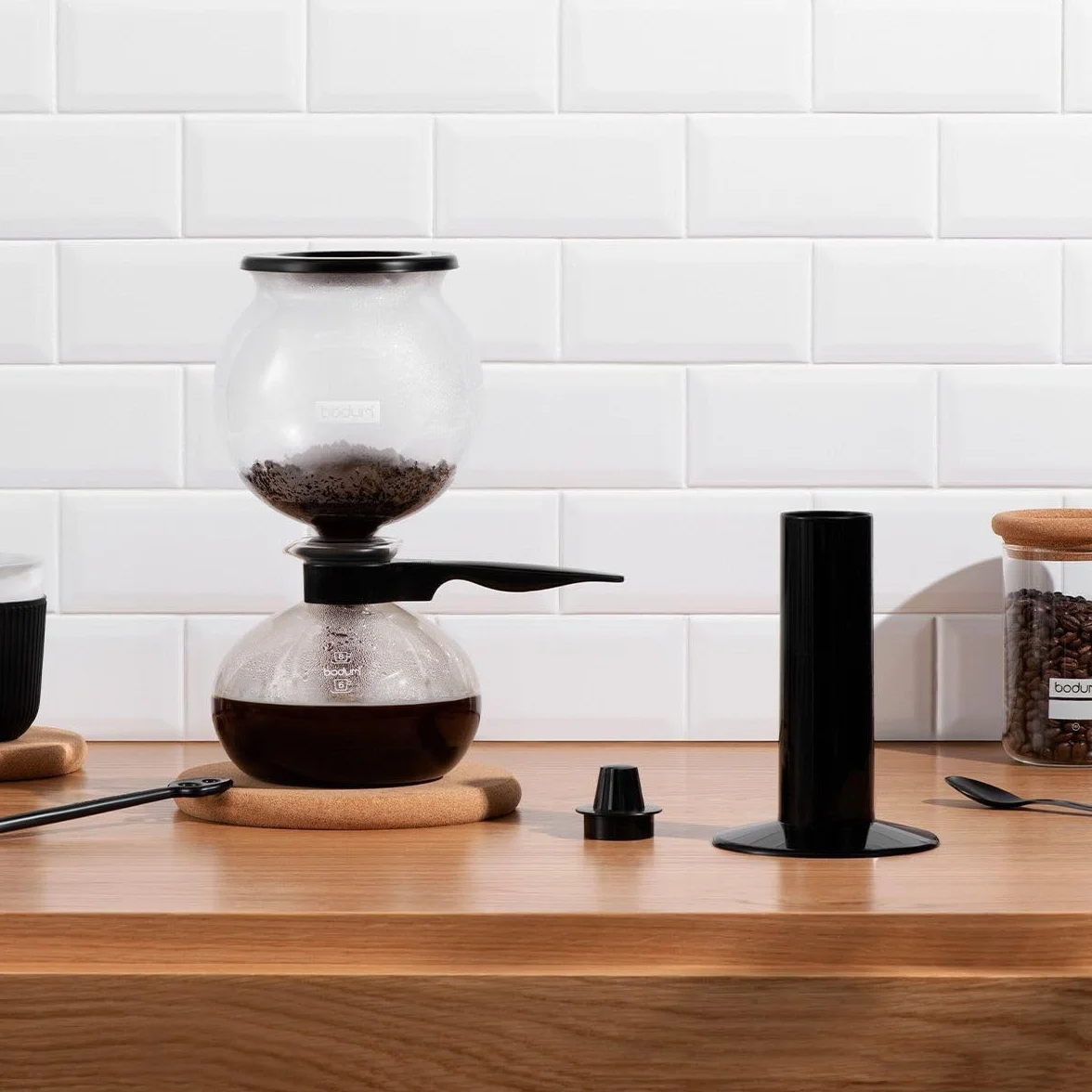 Bodum Pebo - Cafetera alambique, 1 l, Color Negro