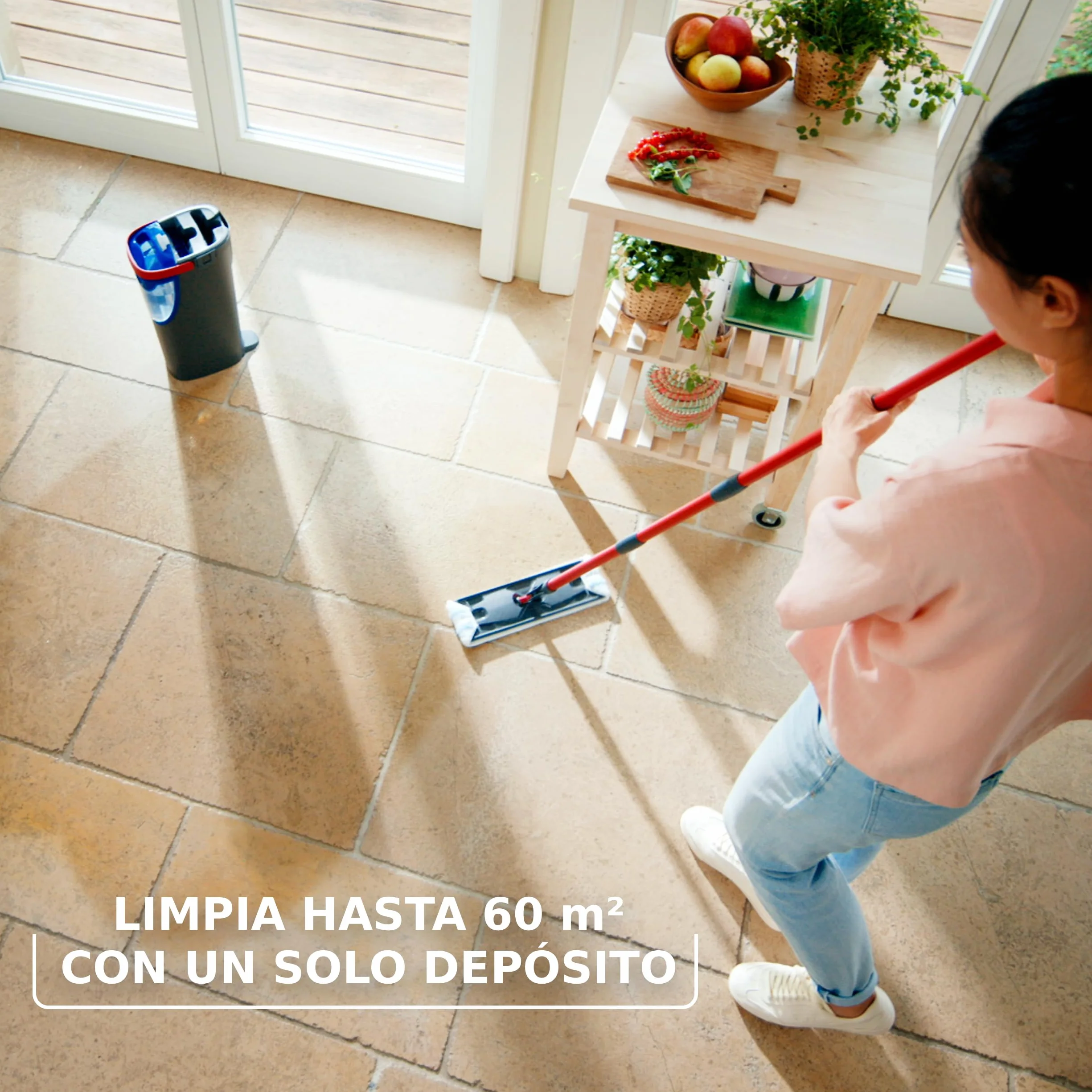 Vileda H2Pro Sistema de mopa Plana Agua Limpia y Sucia Separadas Escurrido con una Mano Microfibra