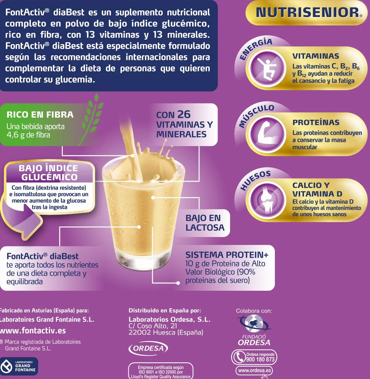FontActiv diaBest Vainilla 3PACK Suplemento Nutricional con Fibra de Bajo Índice Glucémico