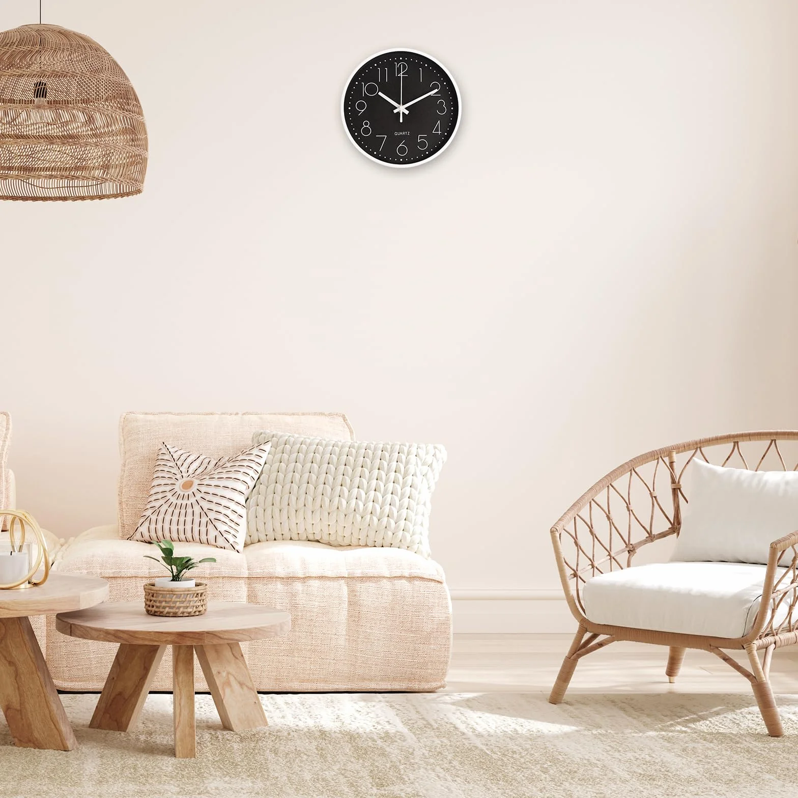 CIMOYBAI Reloj de pared negro moderno de 20 cm, silencioso, sin ruido de tictac, adecuado para oficina, salón, cocina, escuela, habitación infantil