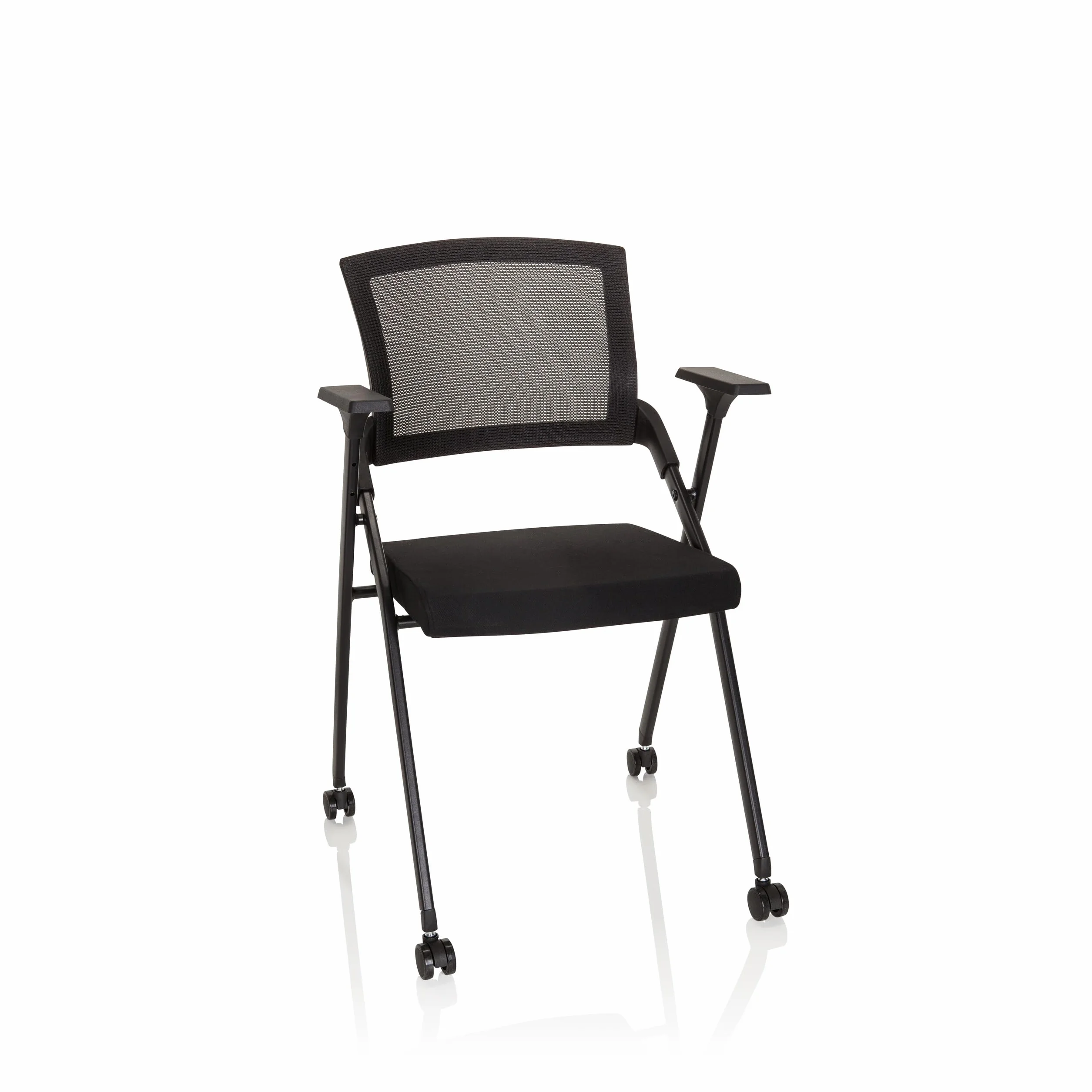 Silla Plegable Priority II Tela y Malla Negro 150 kg Ruedas