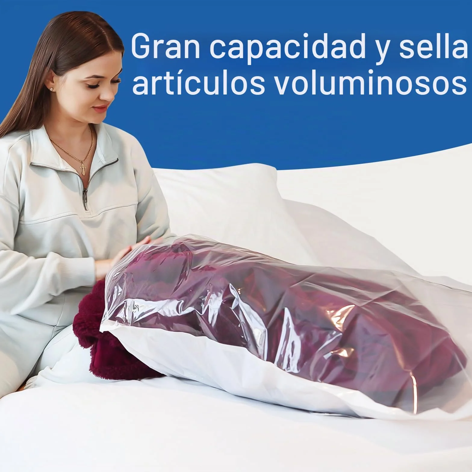 Bolsa Vacio Ropa con Bomba Electrica 8 Bolsas Reutilizables Almacenamiento Temporada Viaje