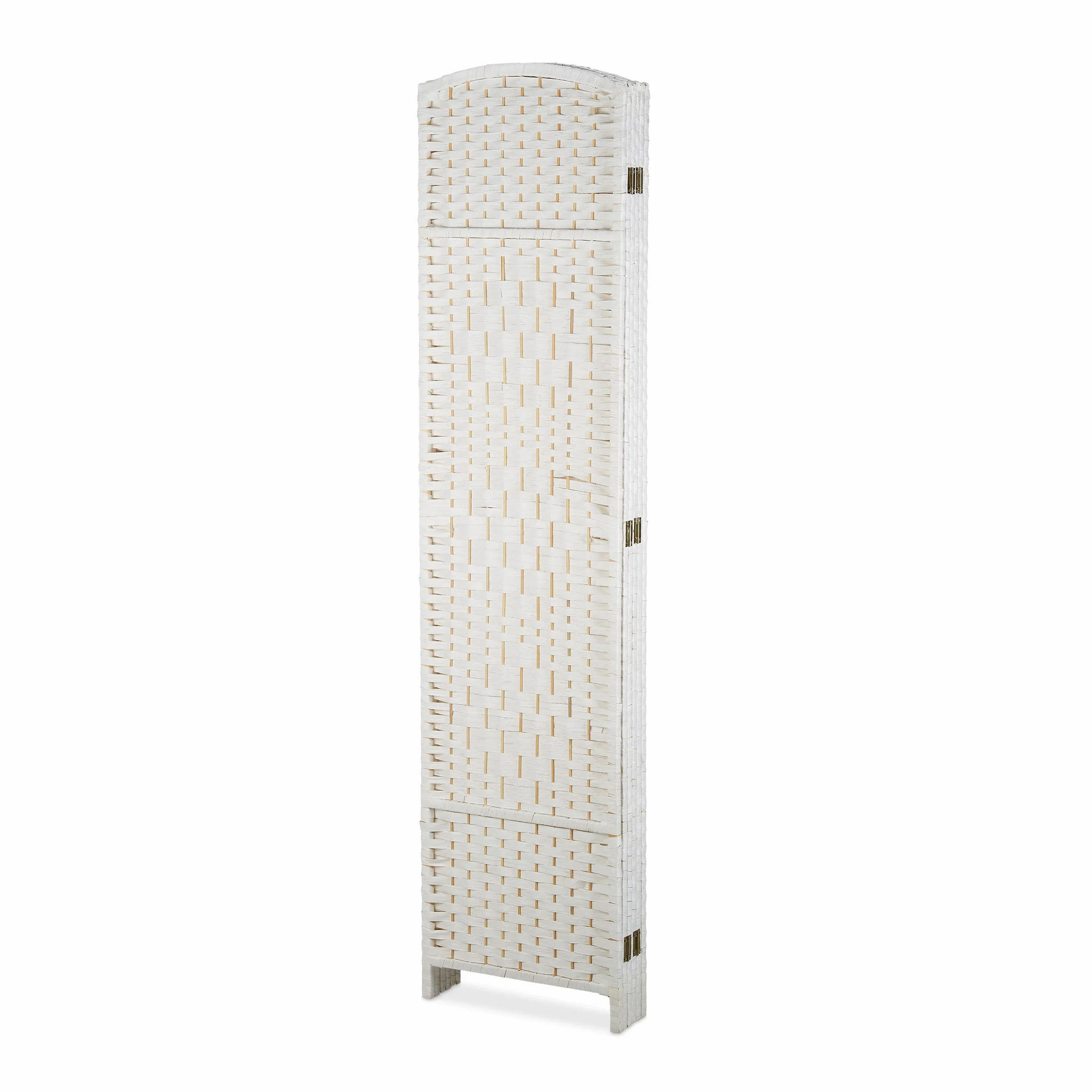 Relaxdays Biombo 6 Paneles, 170 x 240 cm, Separador Ambientes Plegable, Madera y Cuerda de Papel, Mampara en Blanco