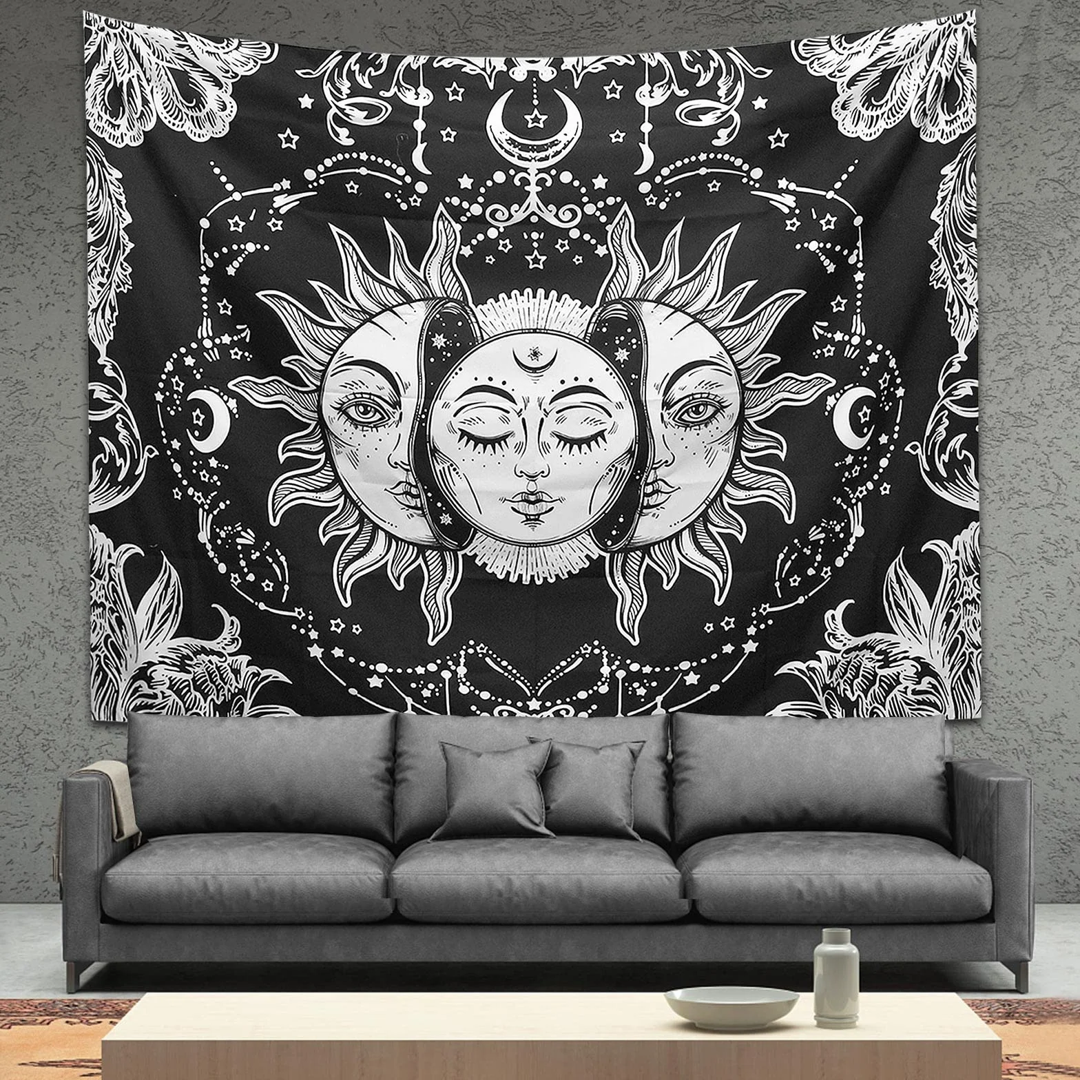 Tapiz de Pared Grande Boho Hippie Mandala 200 x 150 cm, Tapiz de Tela Decorativo para Dormitorio Sala de Estar