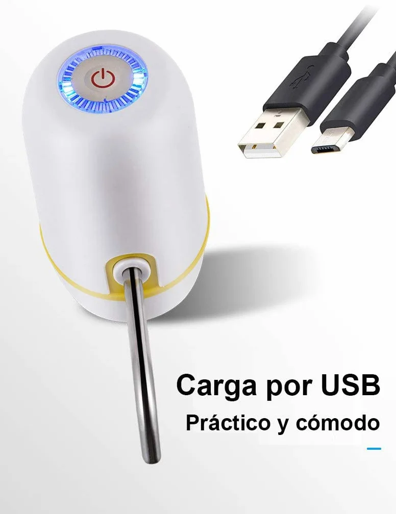 Dispensador de Agua Eléctrico para Garrafas con Adaptador, Grifo para Botella Mineral, Bomba para Bidón (Blanco)