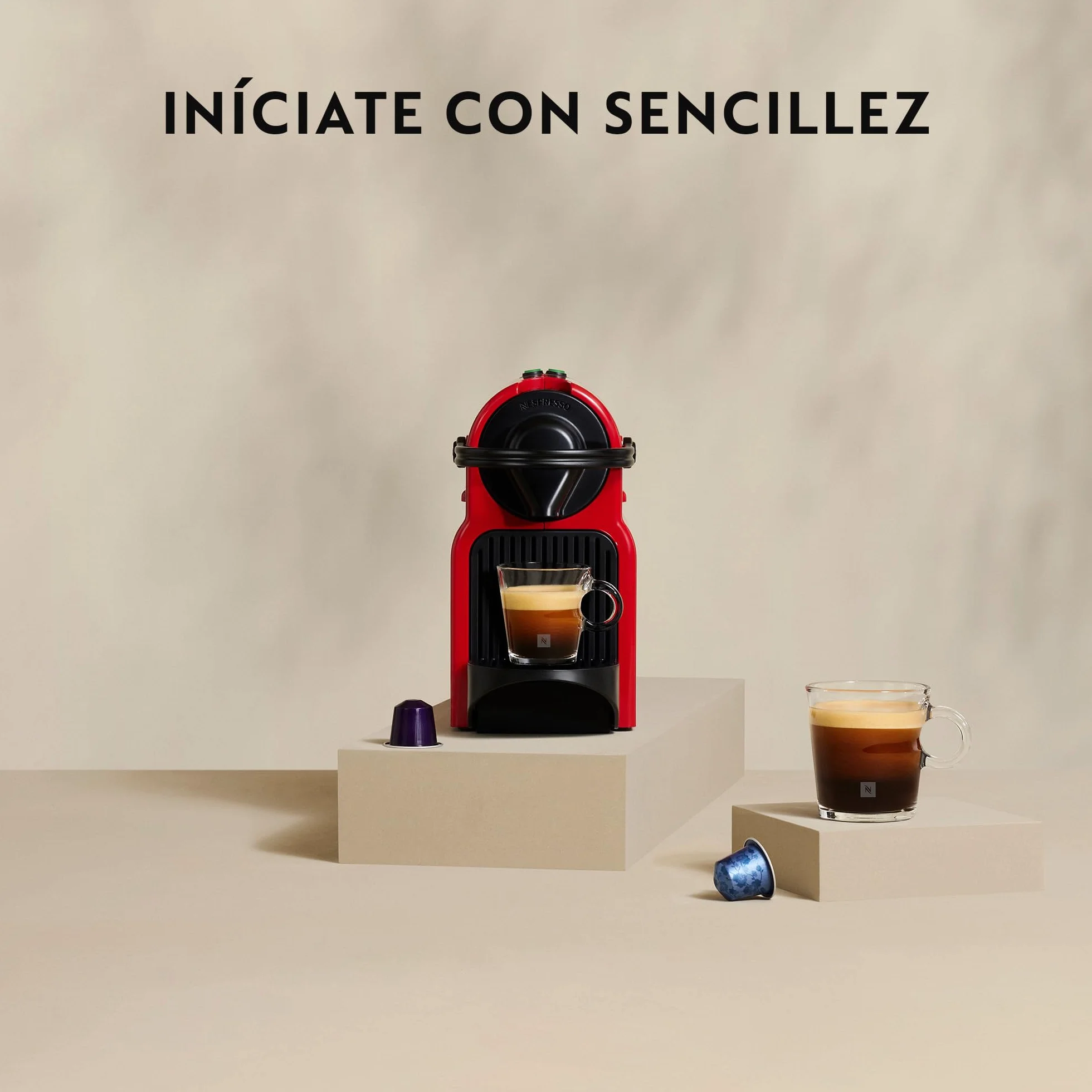 Nespresso Krups Inissia XN1005 Cafetera Monodosis 19 Bares Apagado Automático Rojo