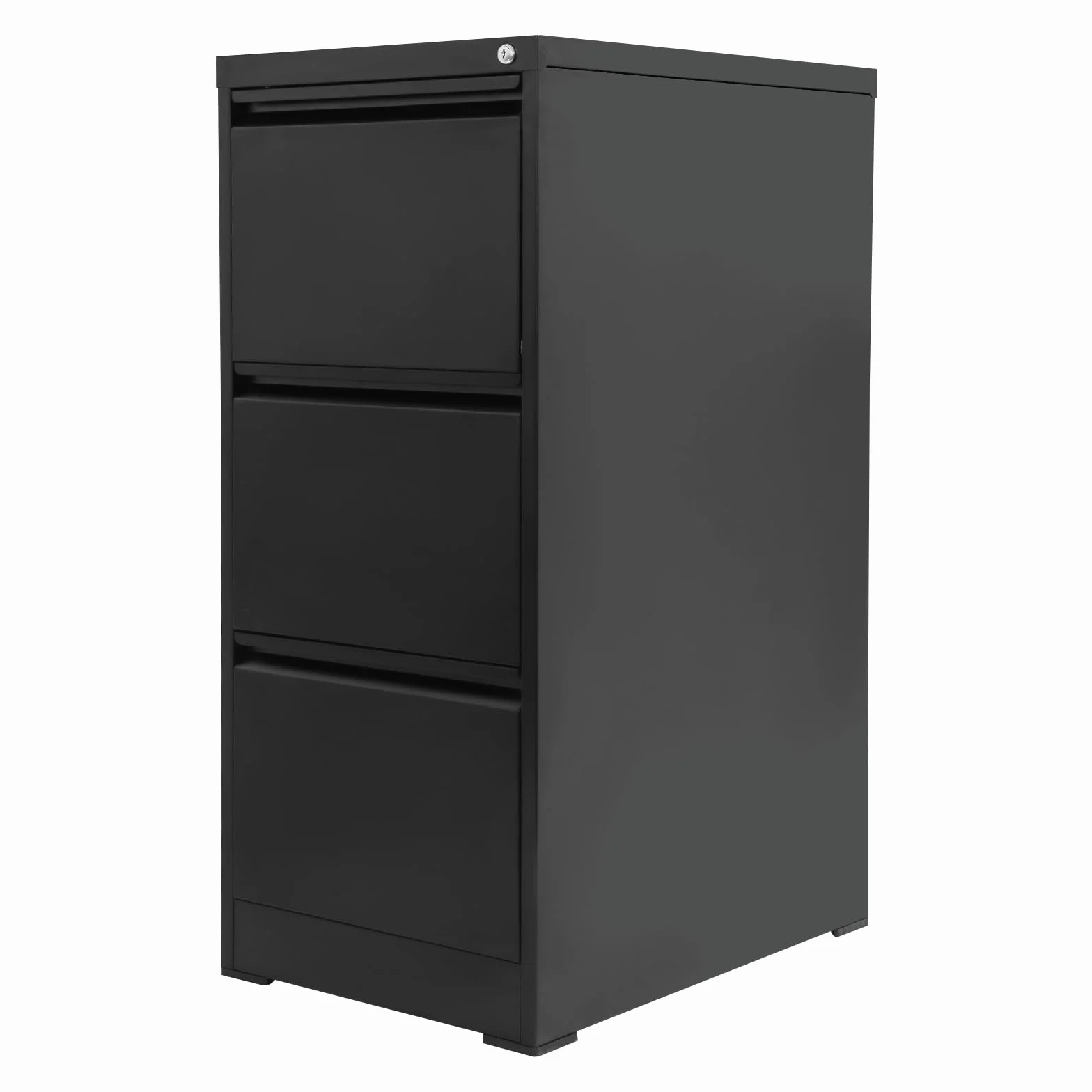 WooDerson Archivador vertical, archivador de metal con 3 cajones, armario con cerradura, almacenamiento seguro de documentos para oficina en casa y muebles de espacio de trabajo (negro, asa de cuello