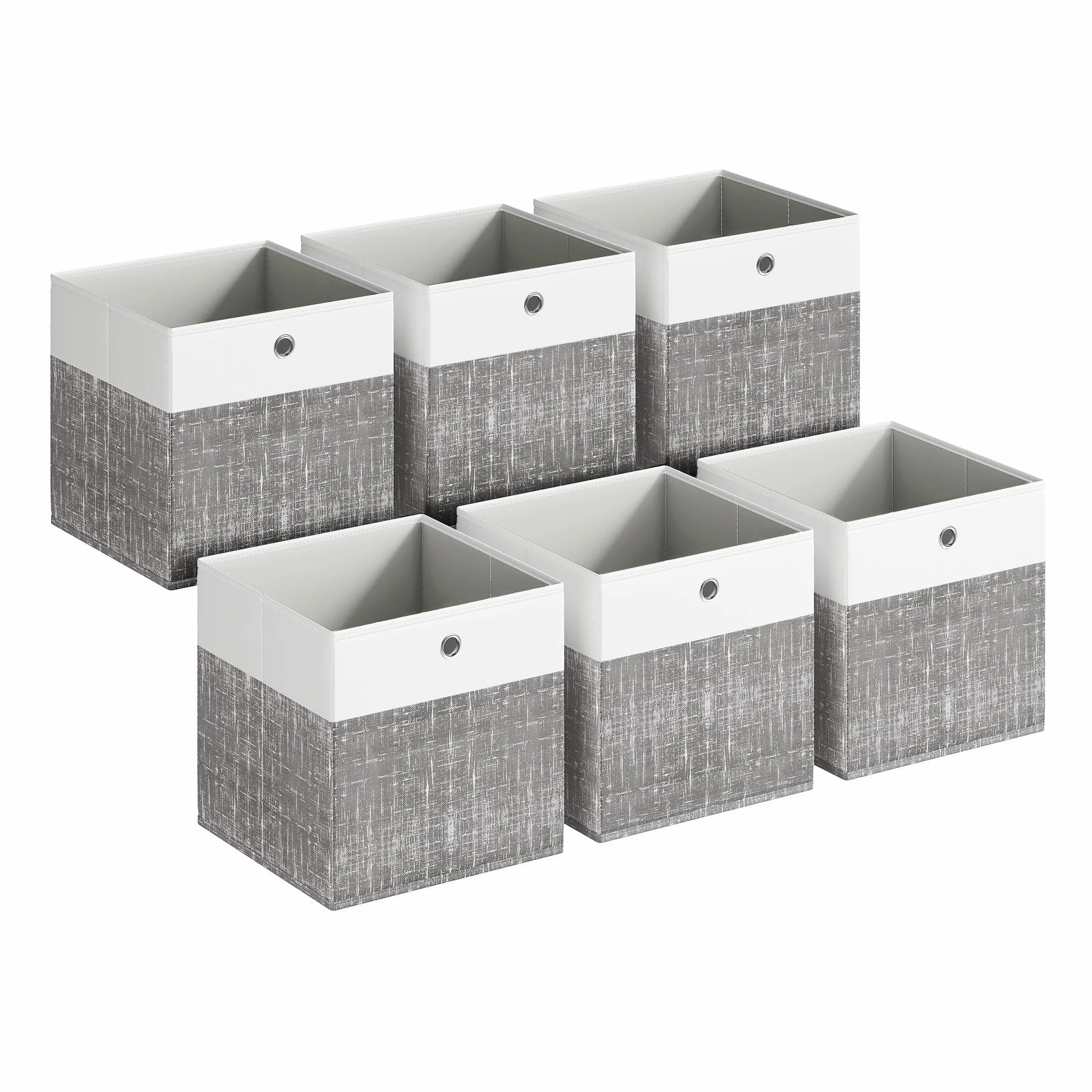 SONGMICS Caja de Almacenamiento, Set de 6, Cajas Organizadoras de PP, 30 x 30 x 30 cm, Blanco Nube y Gris Claro