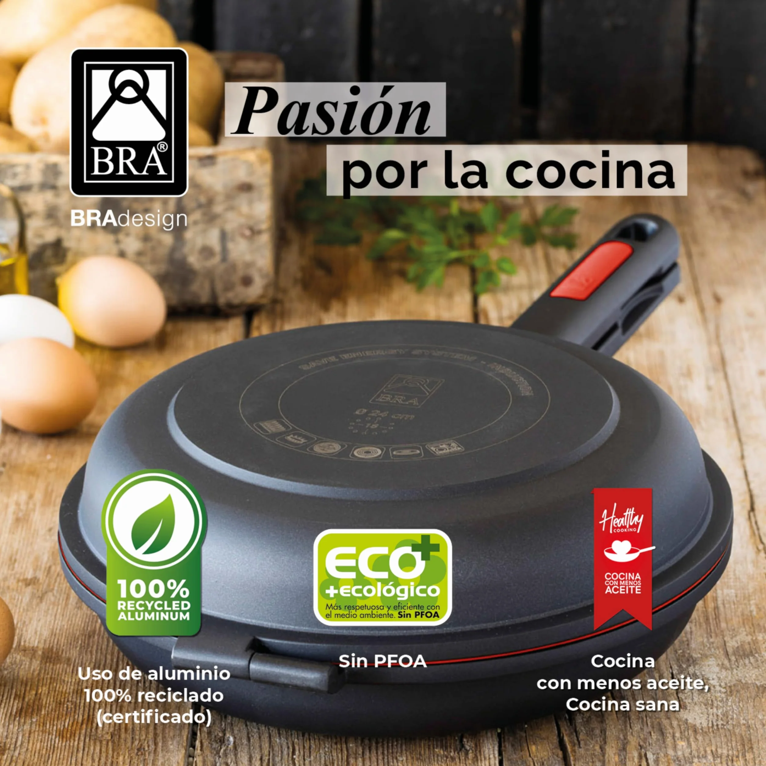 Sartén Doble para Tortilla de Patatas 24 cm Aluminio Fundido Triple Capa Antiadherente sin PFOA