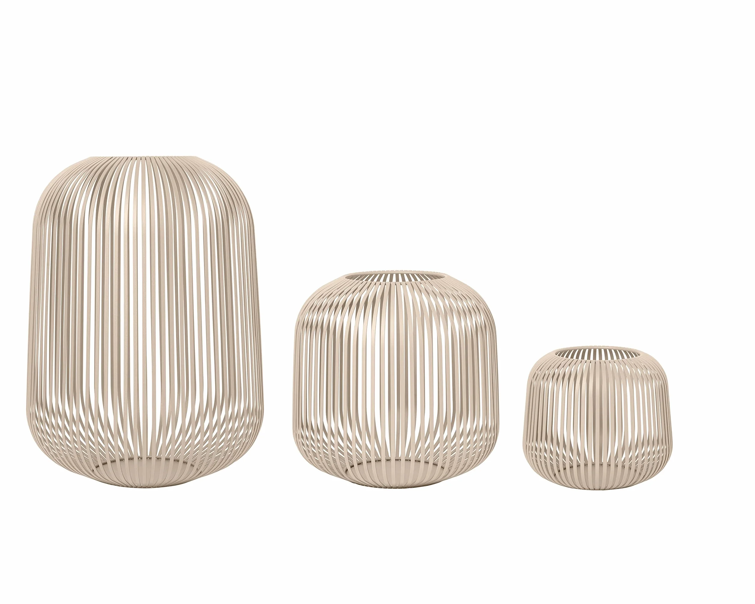 blomus Juego de 3 faroles Lito | Nomad | Tamaño S, M y L | 20L x 20 B x 17H cm | 28L x 28L x B x 27H cm | 33L x 33L x 33B x 45H cm | Portavelas Beige | Portavelas de acero inoxidable | Farol