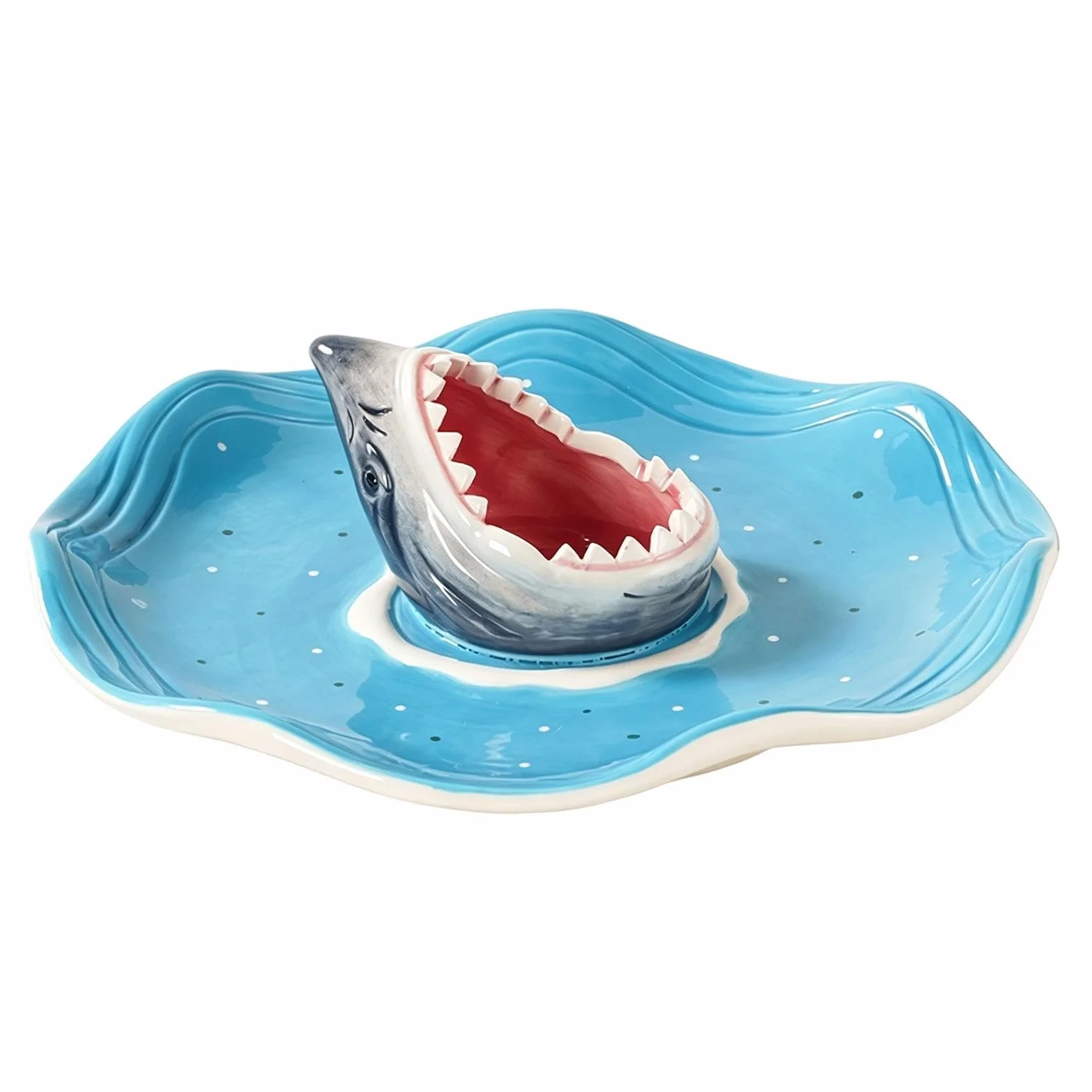 Plato de Madera de Tiburón para Tabla de Quesos Plato de Cerámica Pintado a | Plato temático océanos Para Charcutería, Queso, Hamburguesa, Gambas, Sardinas, Aperitivos, Palomita