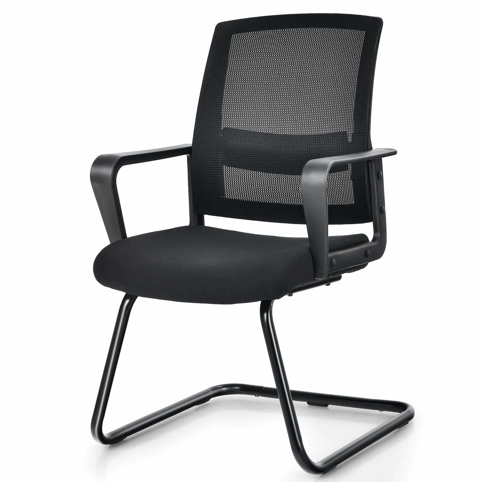 GIANTEX Silla de Oficina con Reposabrazos y Soporte Lumbar, Malla Transpirable, Carga 136 kg, Negro