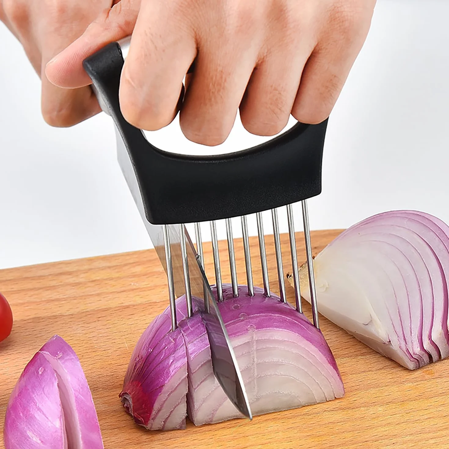 Soporte de Ceboll, Rebanador de Cebolla, Agujas de Cebolla, Adecuado para Cortar Carne, Verduras, Frutas, etc, con 10 Dientes