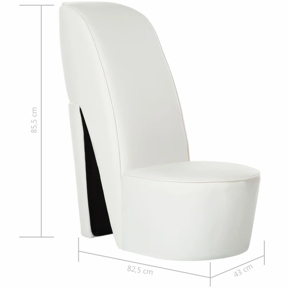 vidaXL Sillón Forma Zapato Tacón Cuero Sintético Mobiliario Decoración Estructura Robusta Duradera Elegante Tapizado Suave Cómodo Estabilidad Blanco