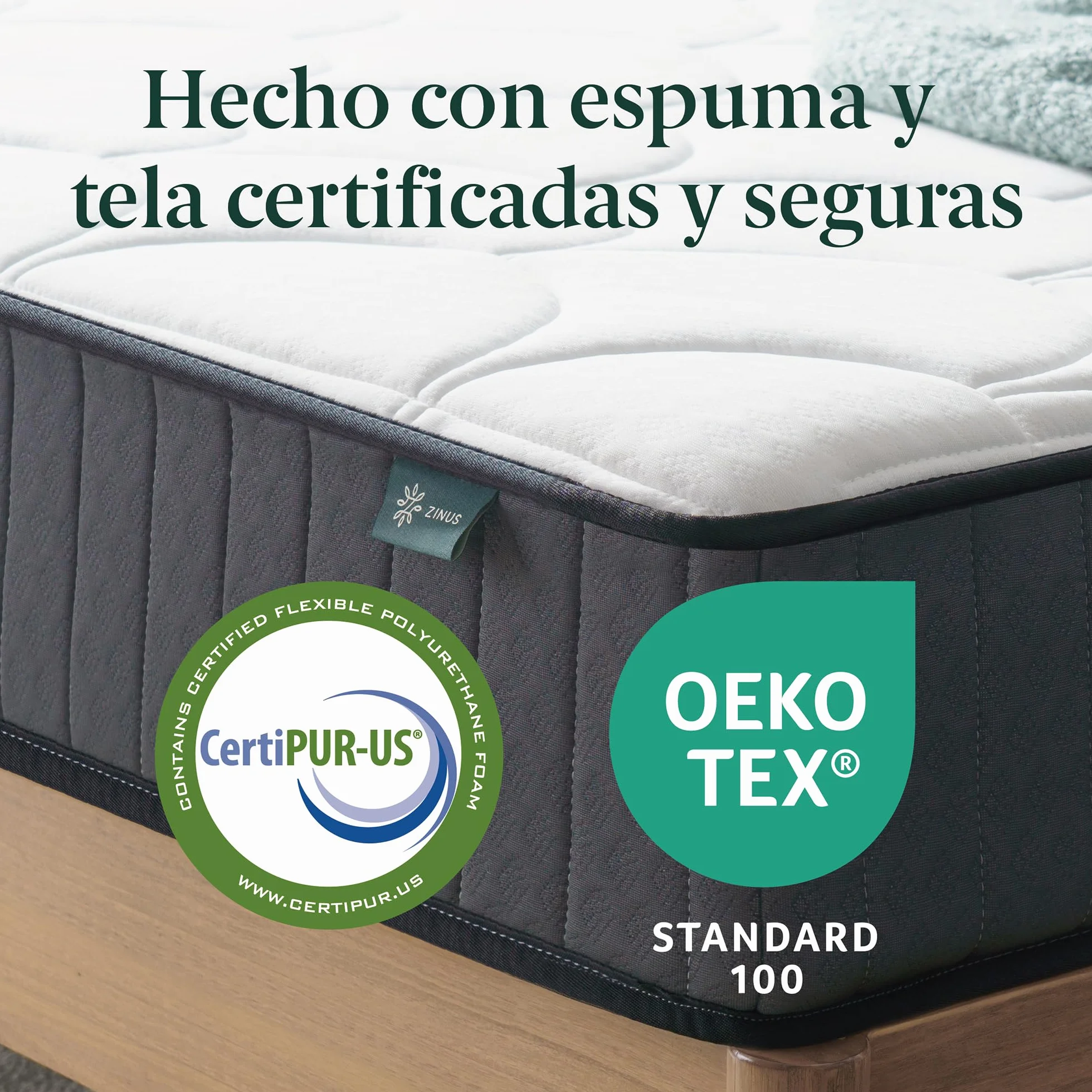 Zinus Colchón Híbrido 135x190 cm 20 cm Tight Top Muelles Ensacados Espuma Viscoelástica Alta Transpirabilidad