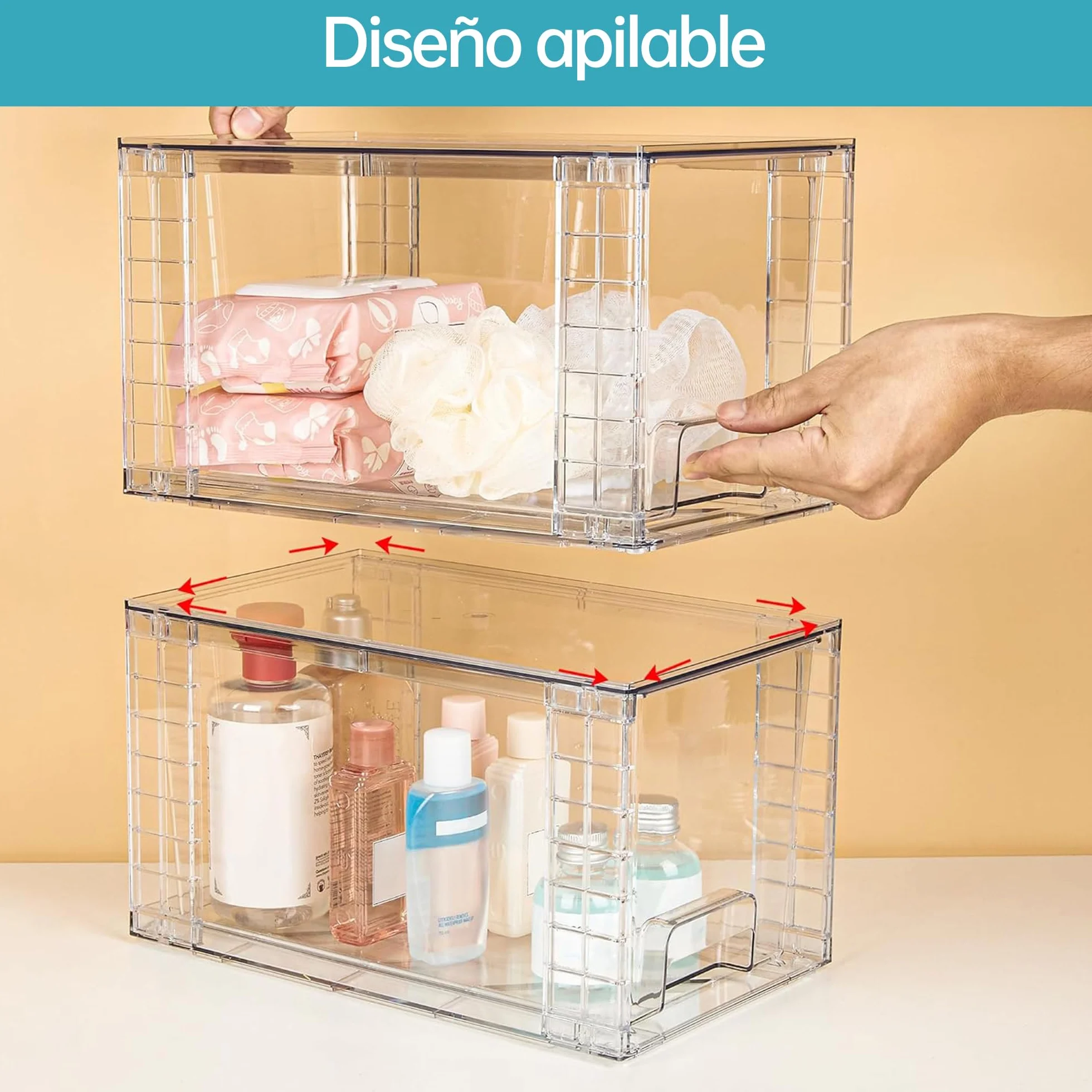Vtopmart Paquete de 4 cajones apilables de almacenamiento de acrílico para armarios