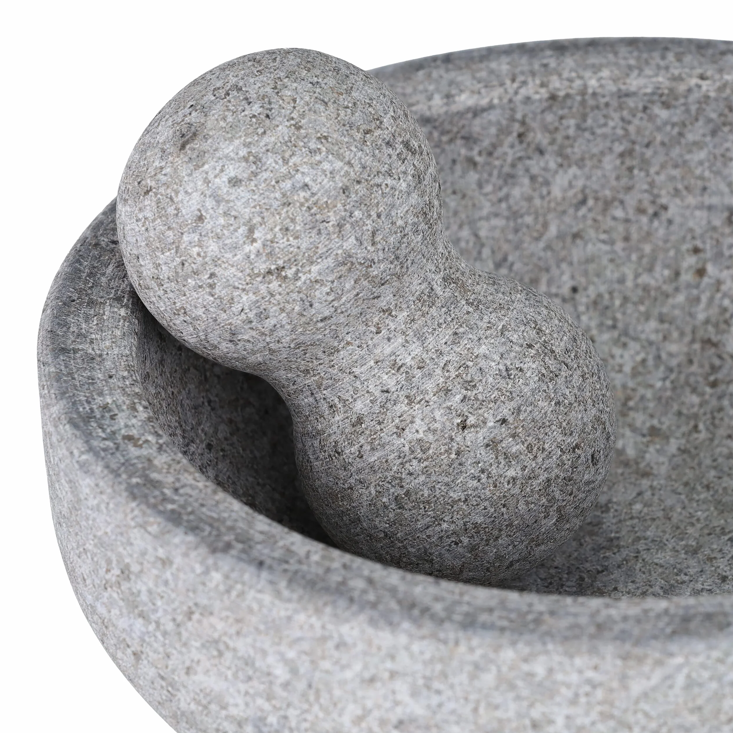 Relaxdays Mortero Granito con Mano, 9 x 20 cm, Resistente, Duradero, Moledor Piedra sin Pulir, Especias y Hierbas, Gris