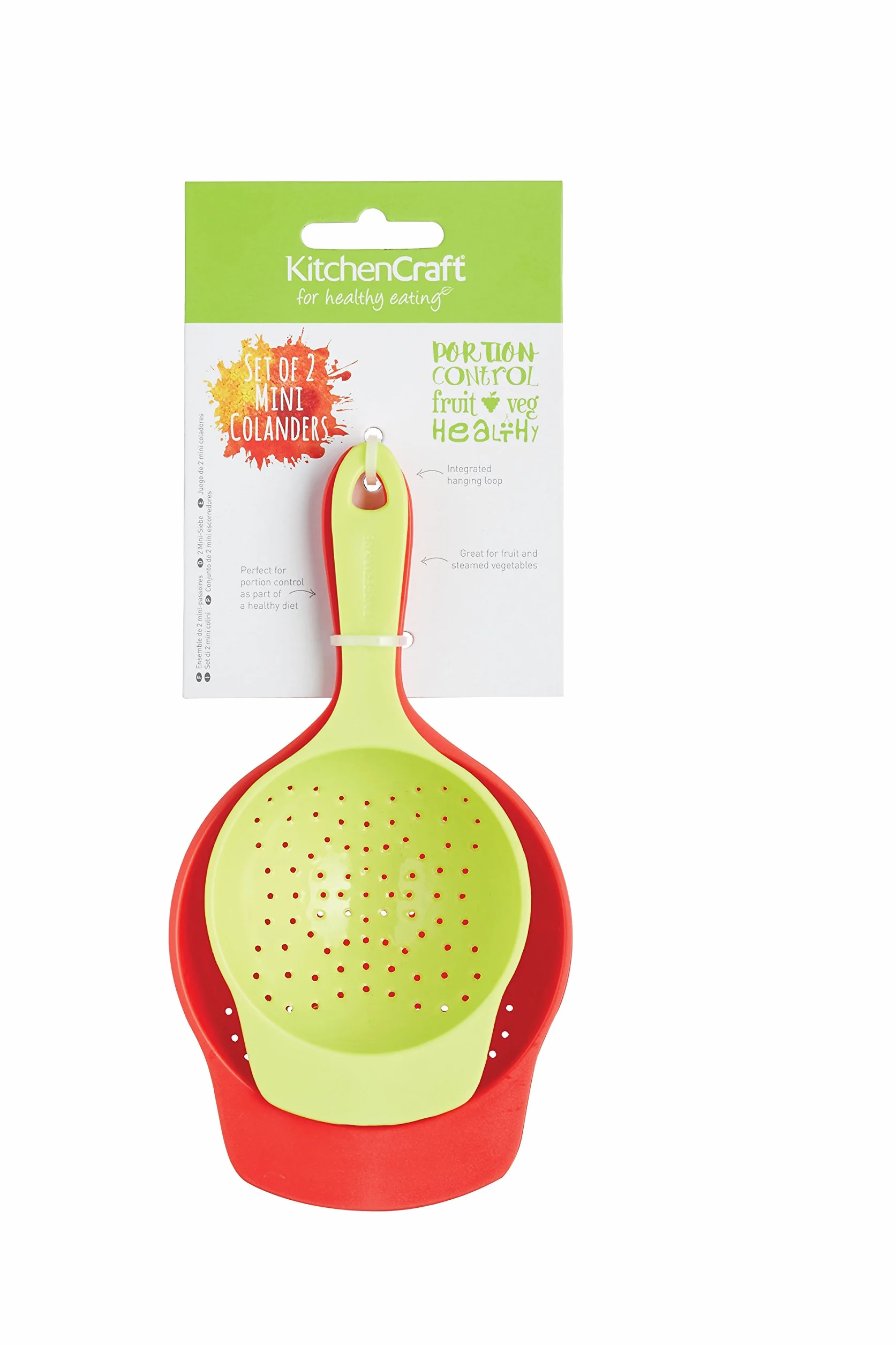 Mini Colador de Plástico Rojo Verde, Paquete de 2