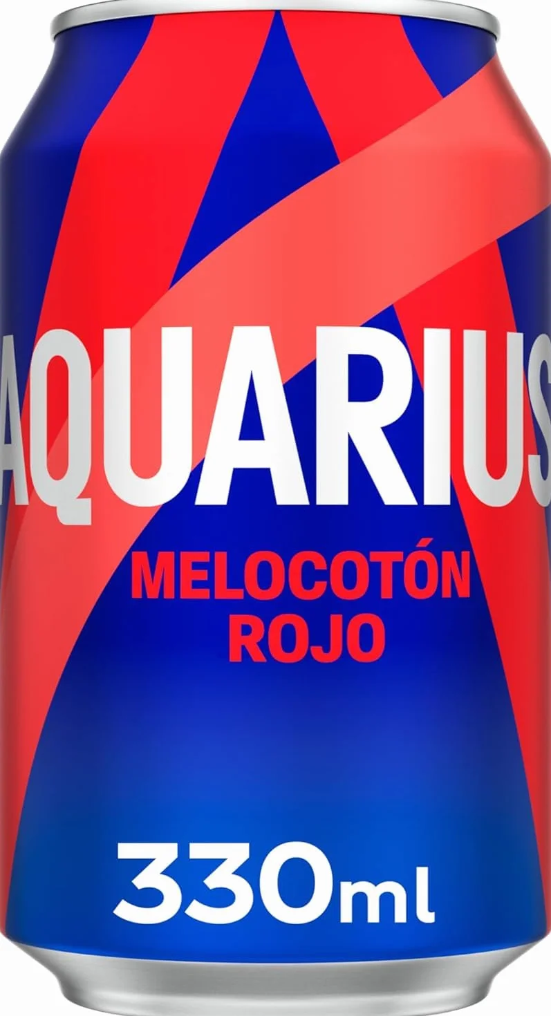 AQUARIUS Melocotón Rojo Bebida Hidratante con Sales Minerales Baja en Calorías Pack 24 Latas 330ml