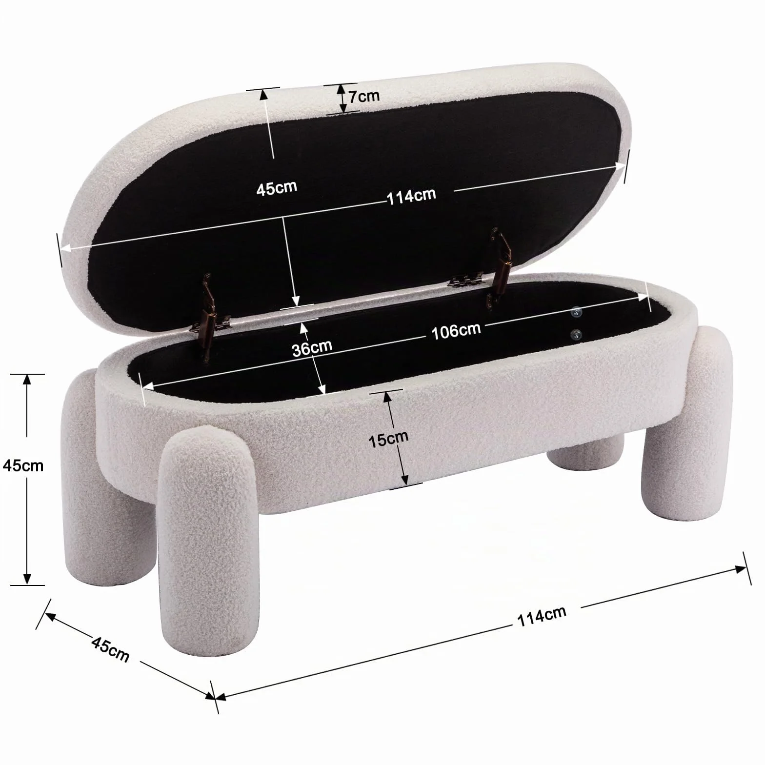 Ya-Home Baúl Multifuncional de Terciopelo Banco Moderna con Compartimento Interior para Dormitorio y Salón Color Blanco