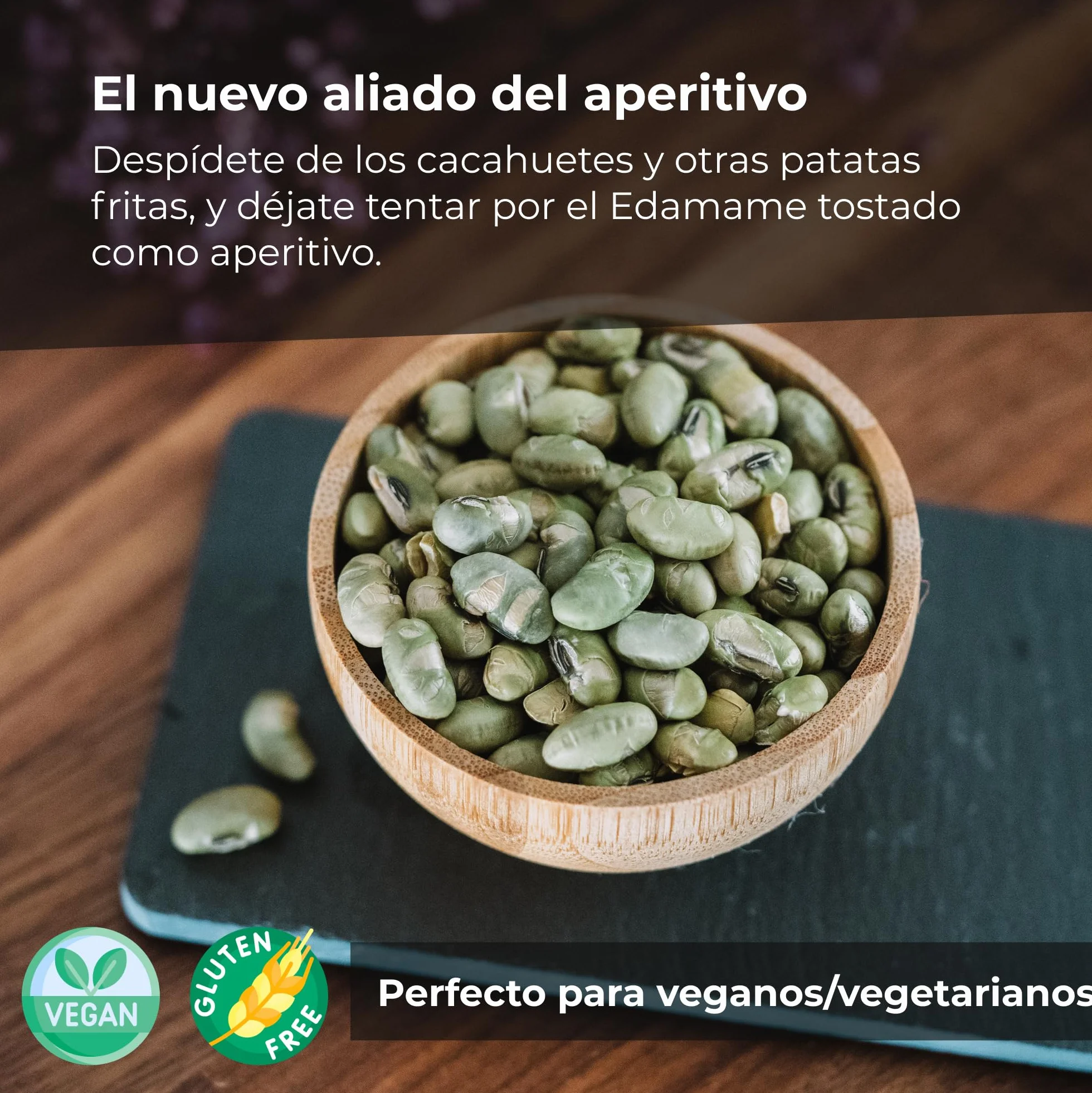 Edamame Tostado 1 Kg Soja Verde Natural Sin OGM Sin Gluten Vegano Snack Proteína