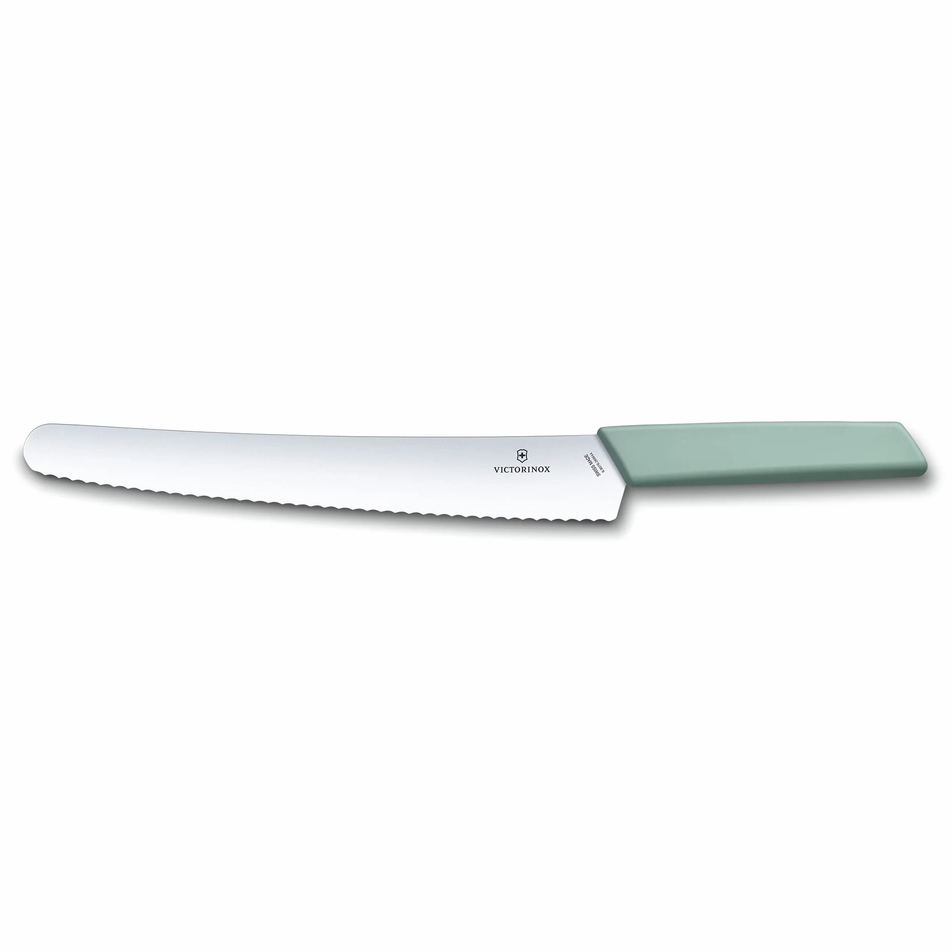 Victorinox Swiss Modern Cuchillo para pan y pastelería con filo dentado, 26 cm, hoja de acero inoxidable, mango ergonómico de plástico, azul