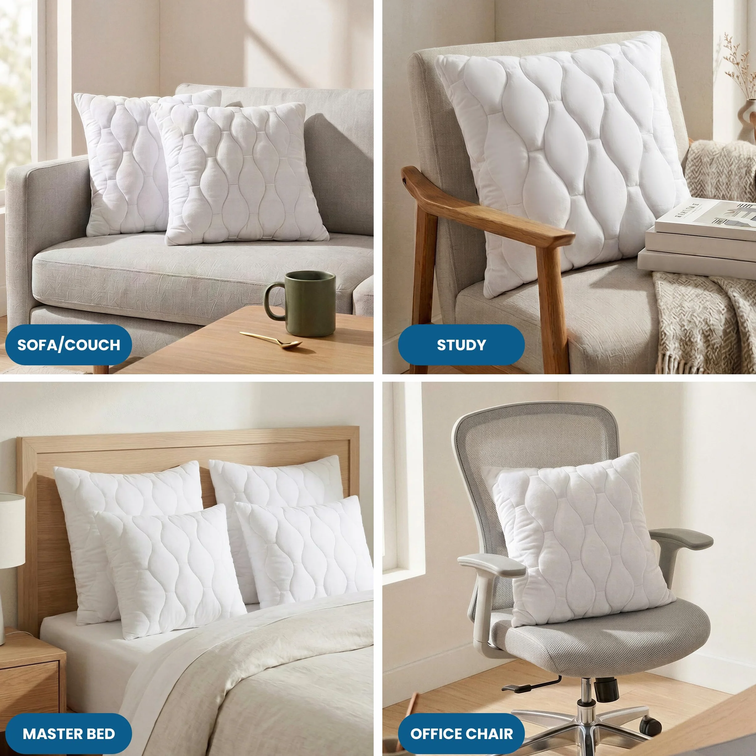 Utopia Bedding Relleno de Cojín Acolchada 50 x 50 cm 2 Unidades Almohadas de Sofá Blanco